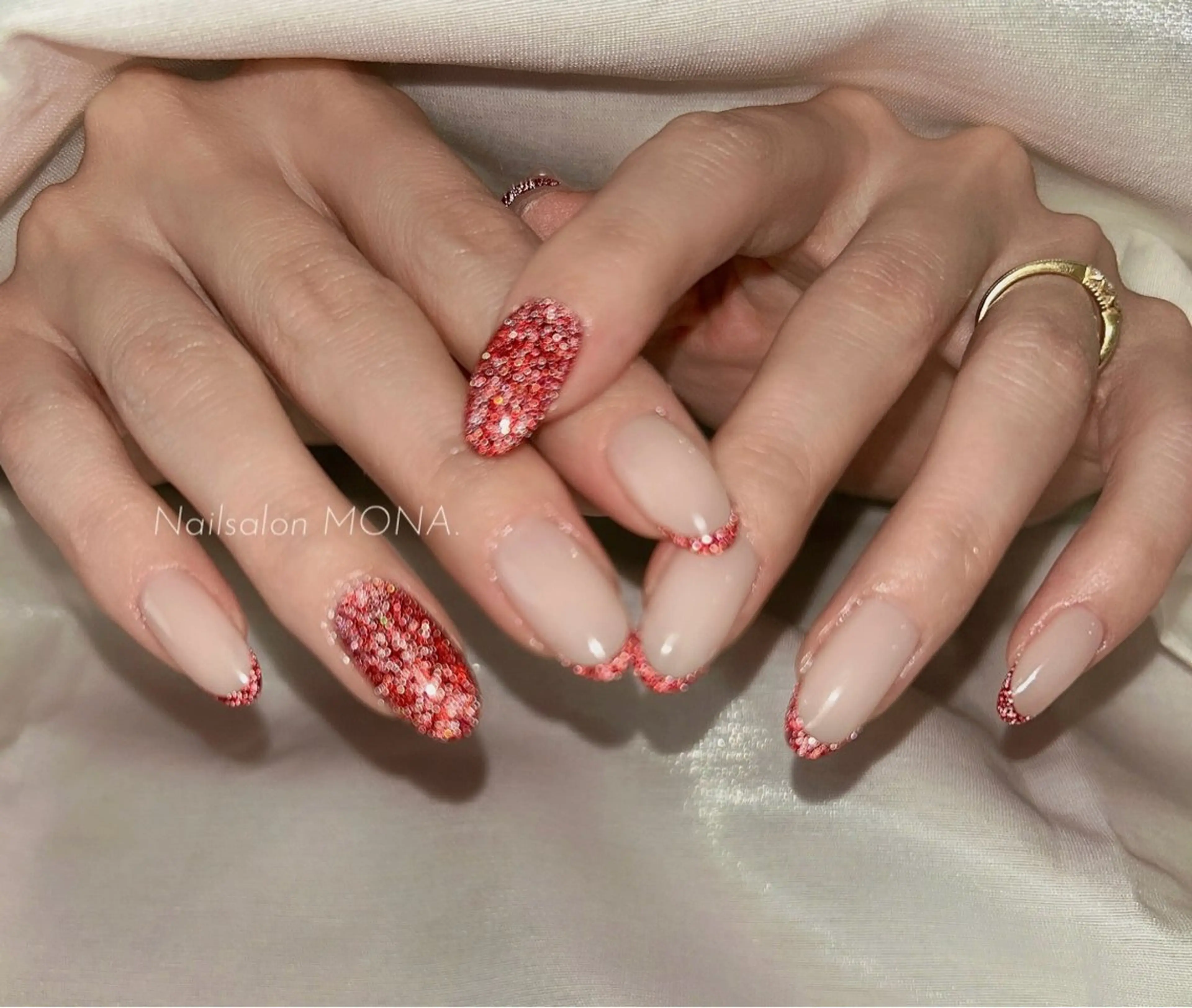 ネイル フラッシュネイル フレンチネイル ハンドネイル Nailsalon MONA.のネイルデザイン
