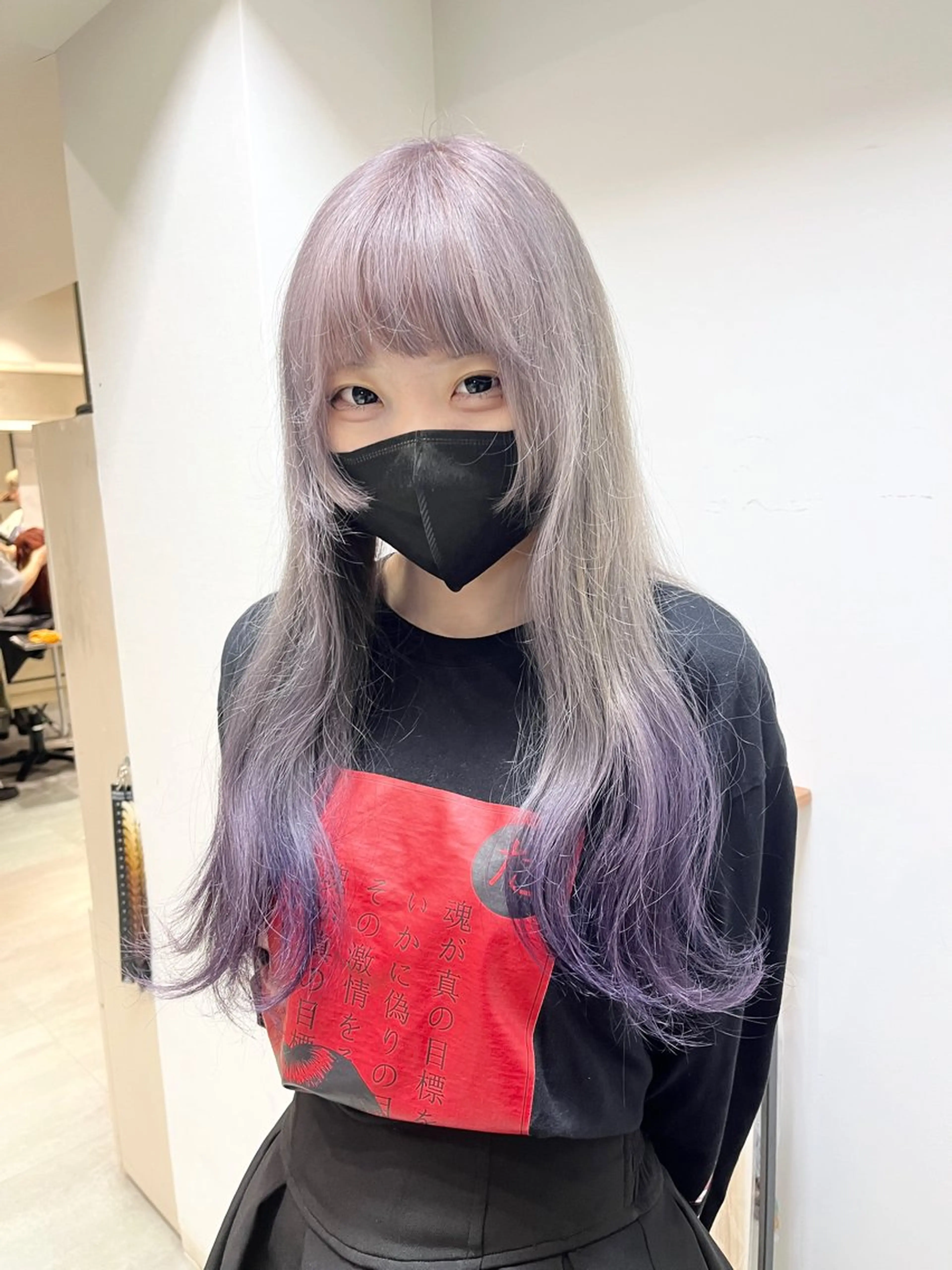 ロング カラー ヘアカラー kanta 梅田 韓国ハイトーンのヘアスタイル