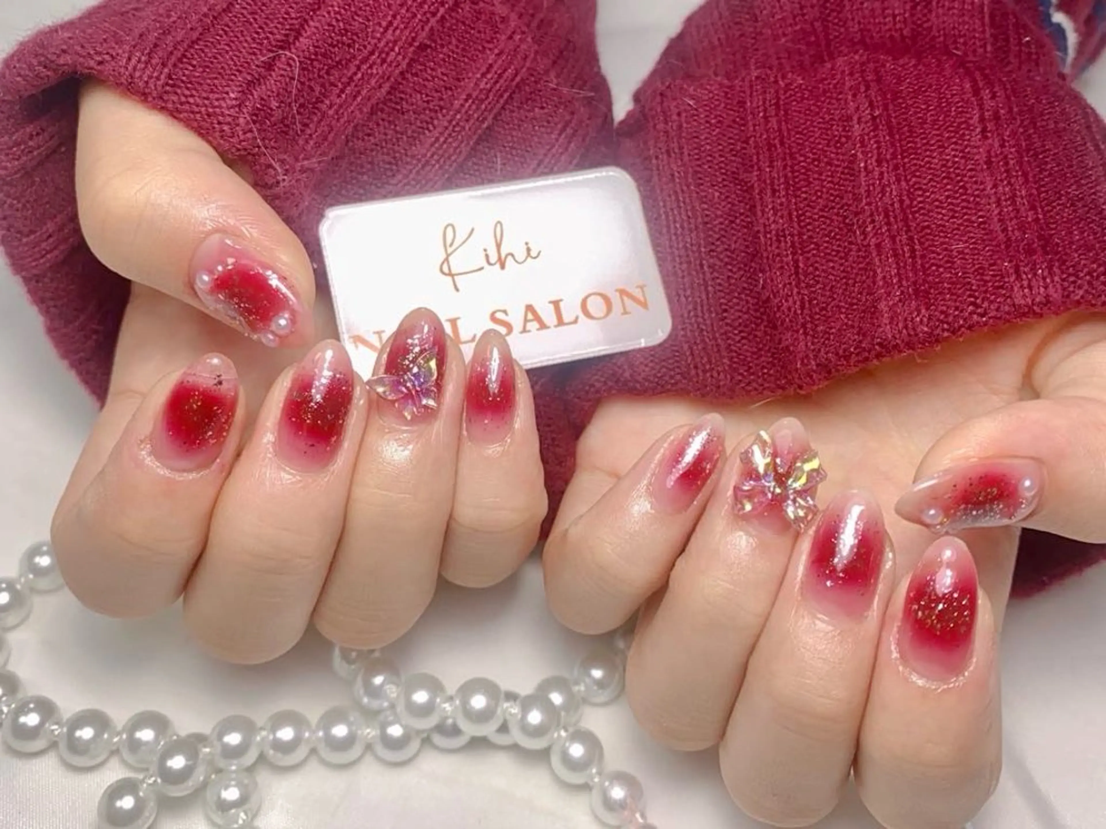 ネイル アートネイル フレンチネイル ジェルネイル グラデーション 韓国ネイル ハンドネイル ハンドケア さくら💮💮 【オフ無料】のネイルデザイン