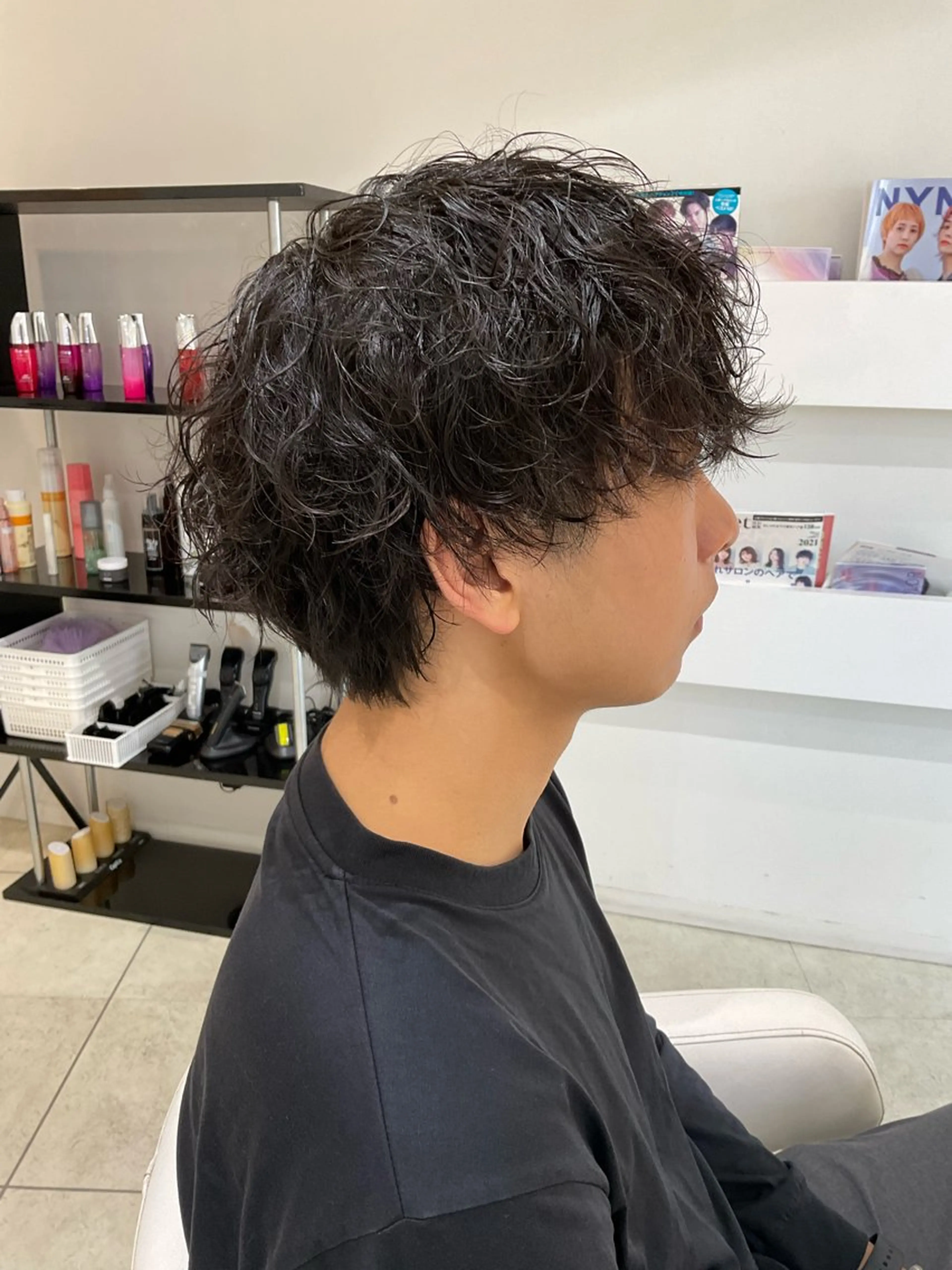 パーマ メンズ 波巻きパーマ 稲村 直也のヘアスタイル