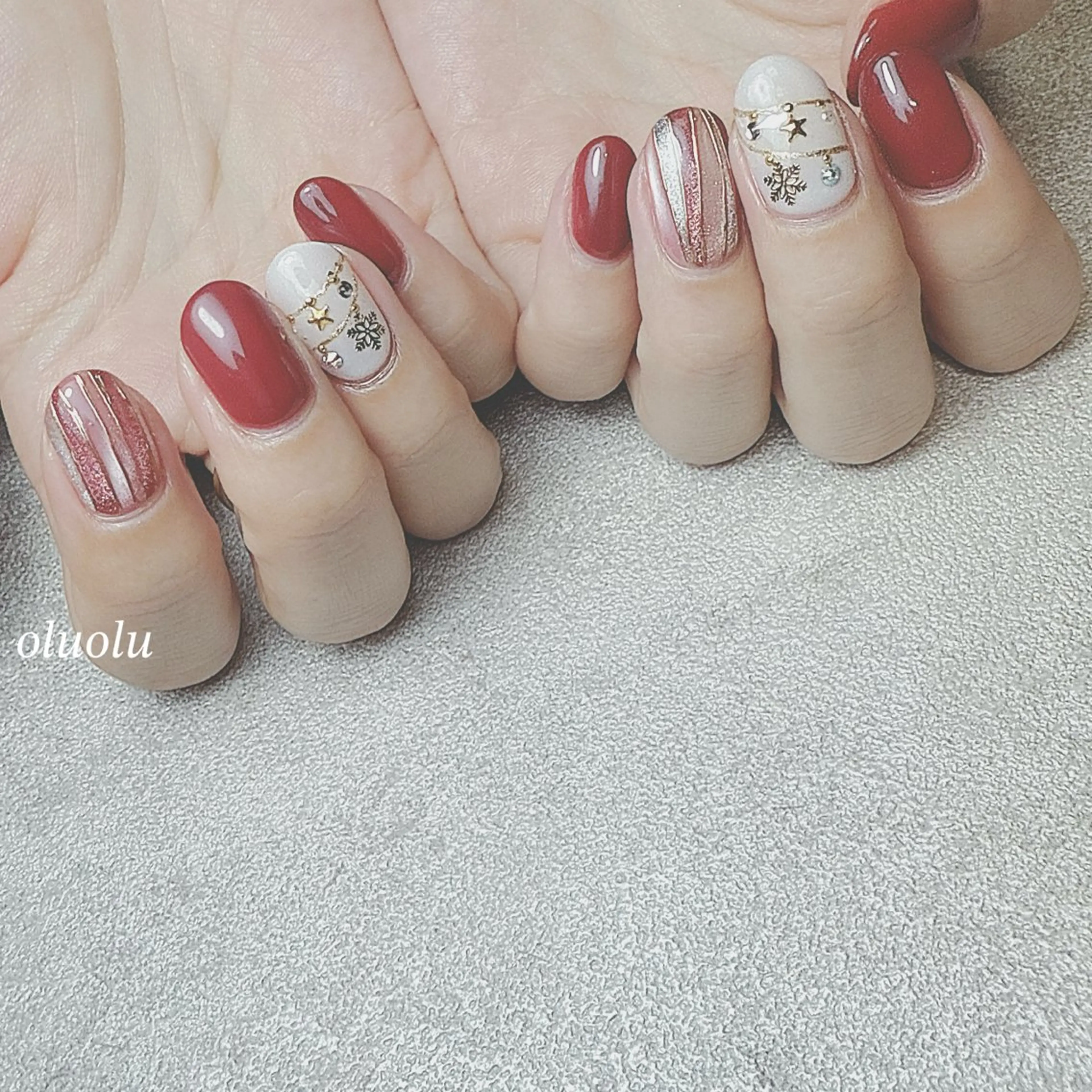 ネイル アートネイル ボルドー フットネイル マグネットネイル 冬ネイル ハンドネイル 大村 紬華のネイルデザイン