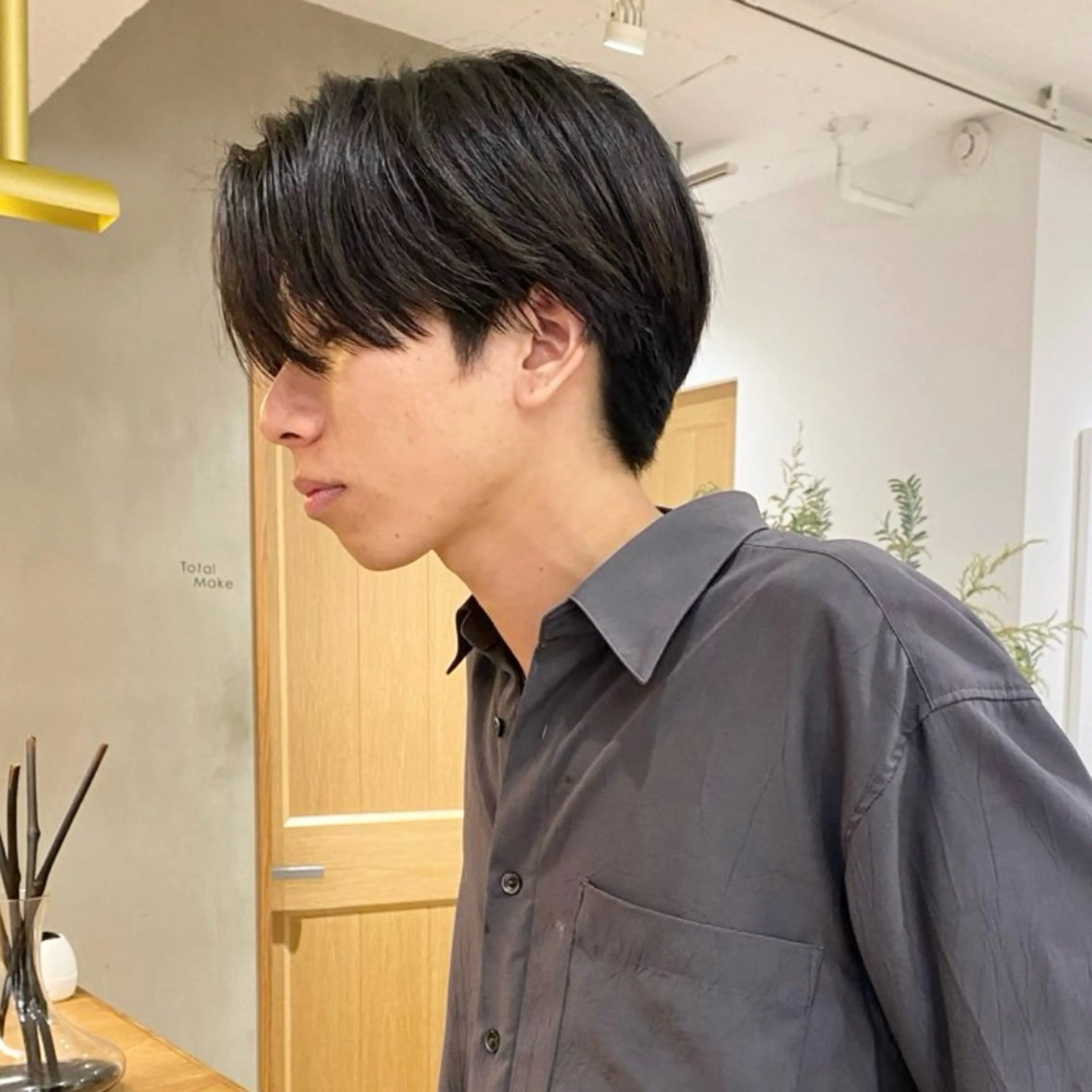 メンズ センターパート ダウンパーマ メンズパーマ センターパート 田形清流のヘアスタイル