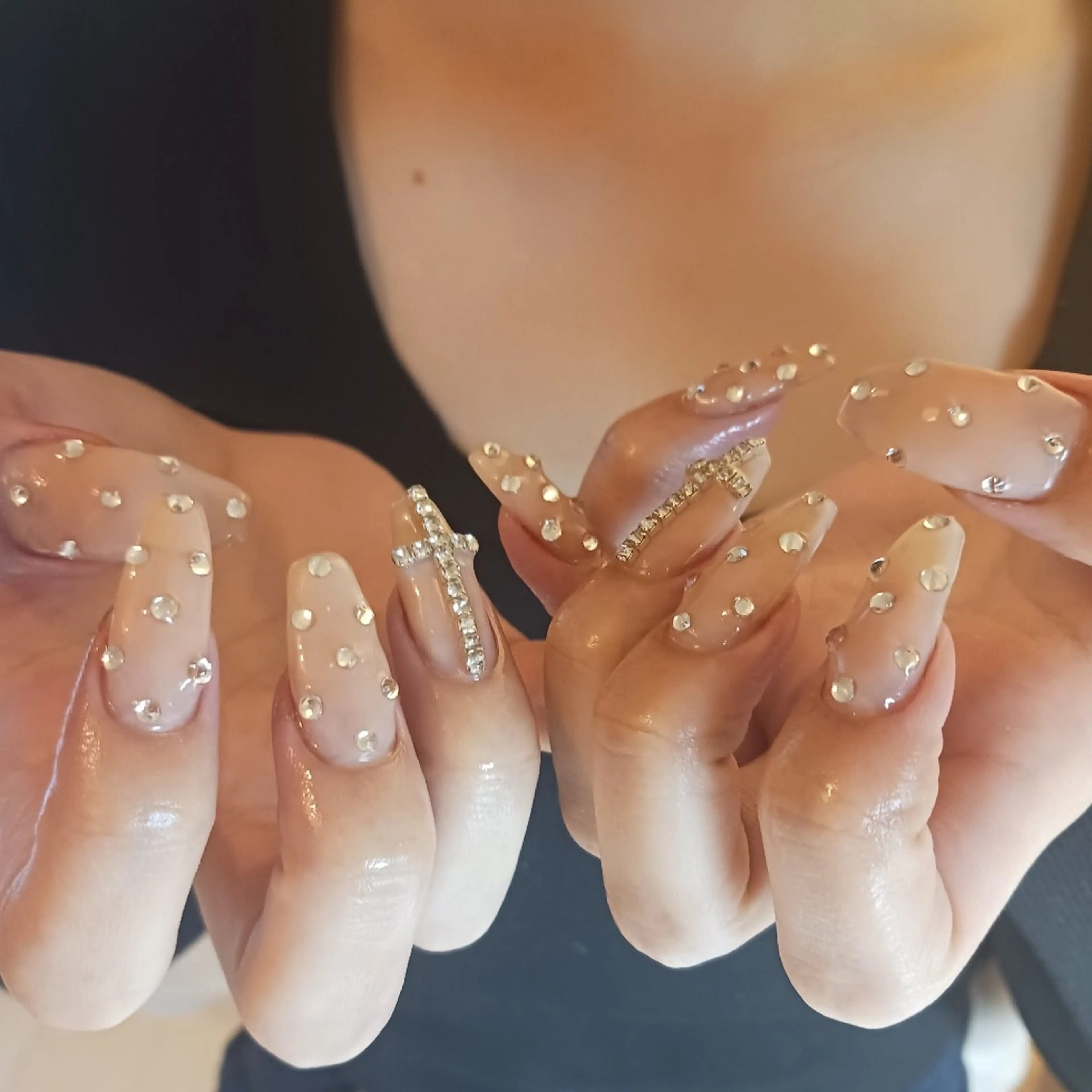 ネイル ドット ジェルネイル 持ち込み ストーンネイル 冬ネイル ハンドネイル owlnail /持込みデザイン専門のネイルデザイン