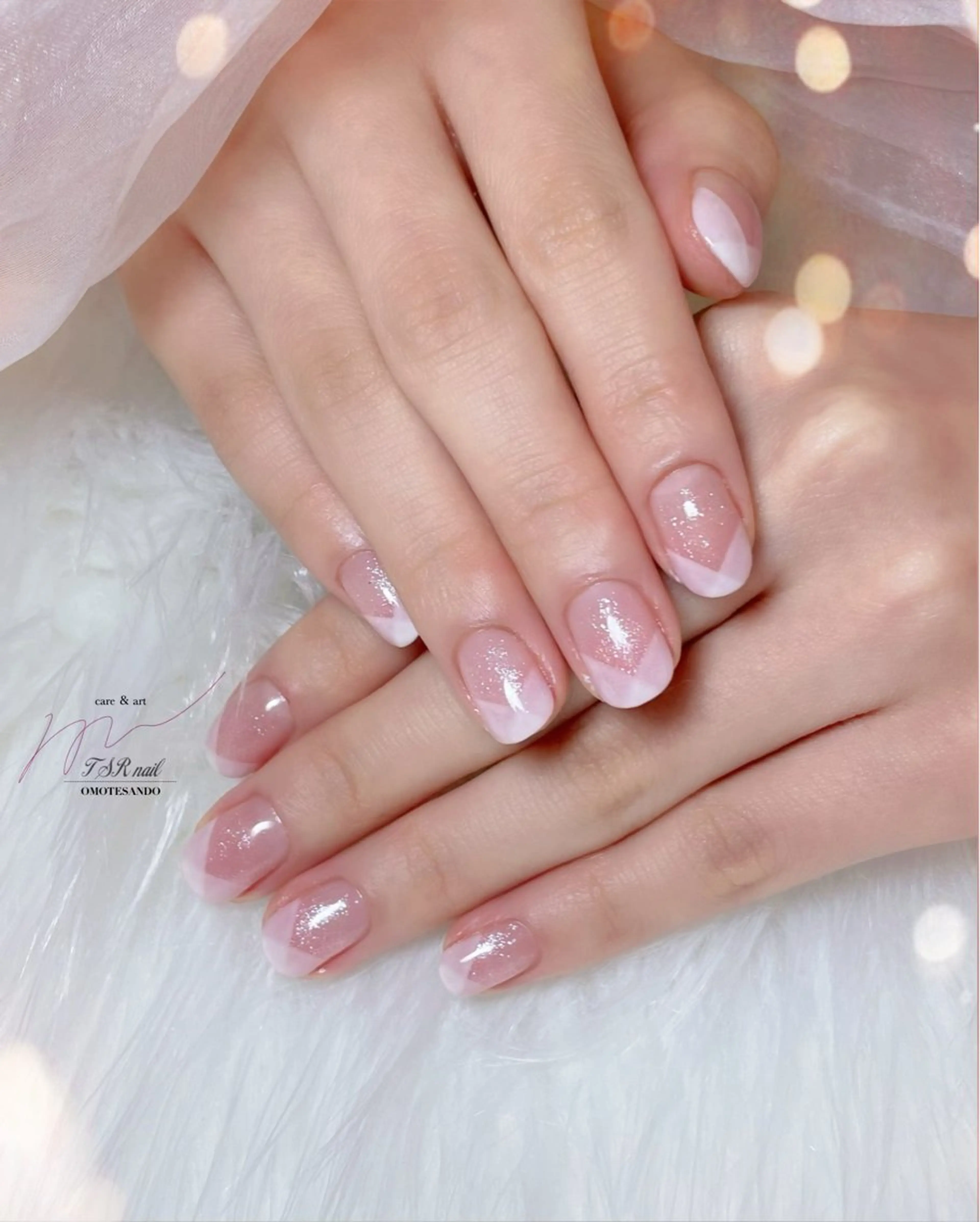 ネイル フレンチネイル ピンク ワンホンネイル ハンドネイル ハンドケア 爪咲 りり花のネイルデザイン