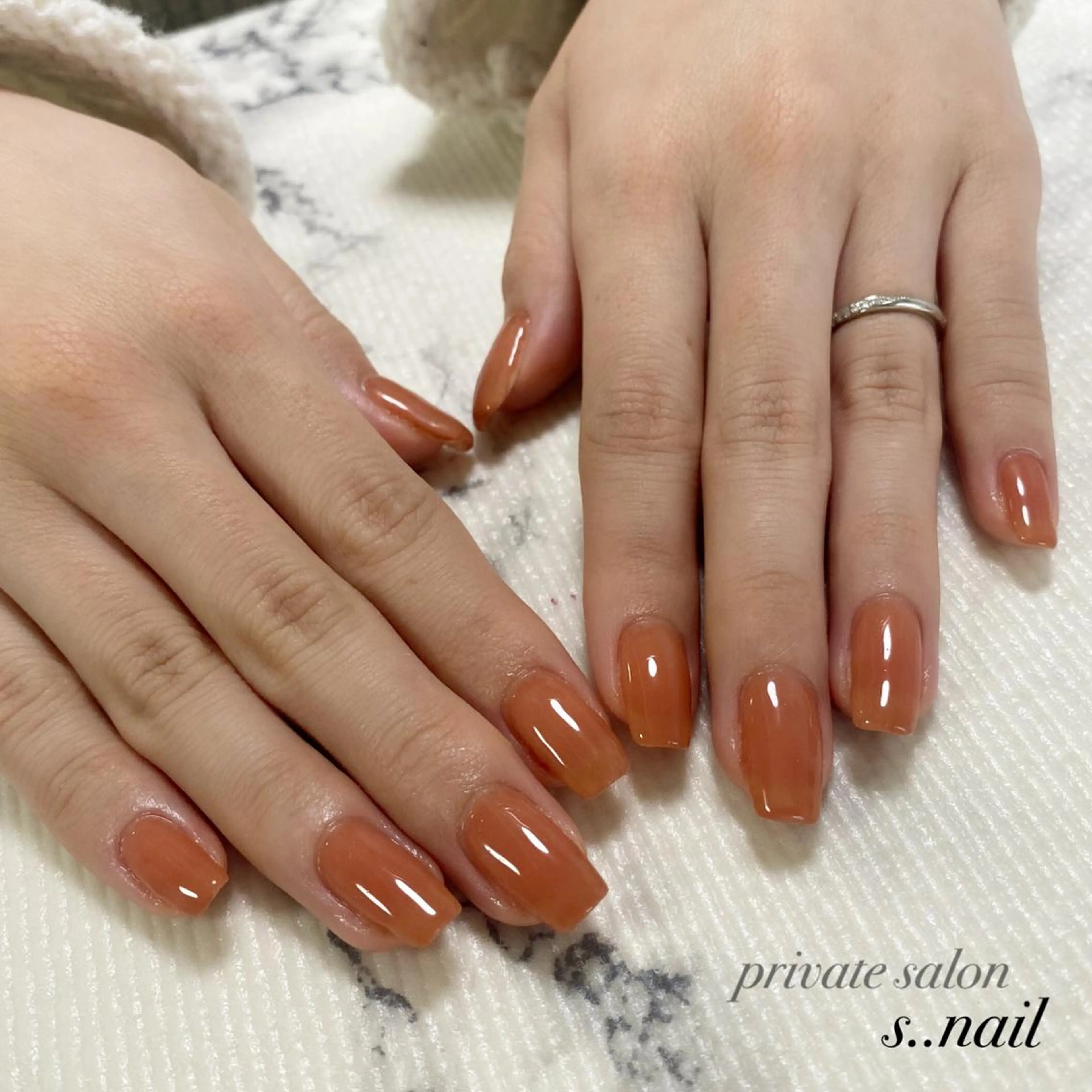 ネイル ブラウン オレンジ 春ネイル ハンドネイル フットネイル s..nail / MORITAのネイルデザイン
