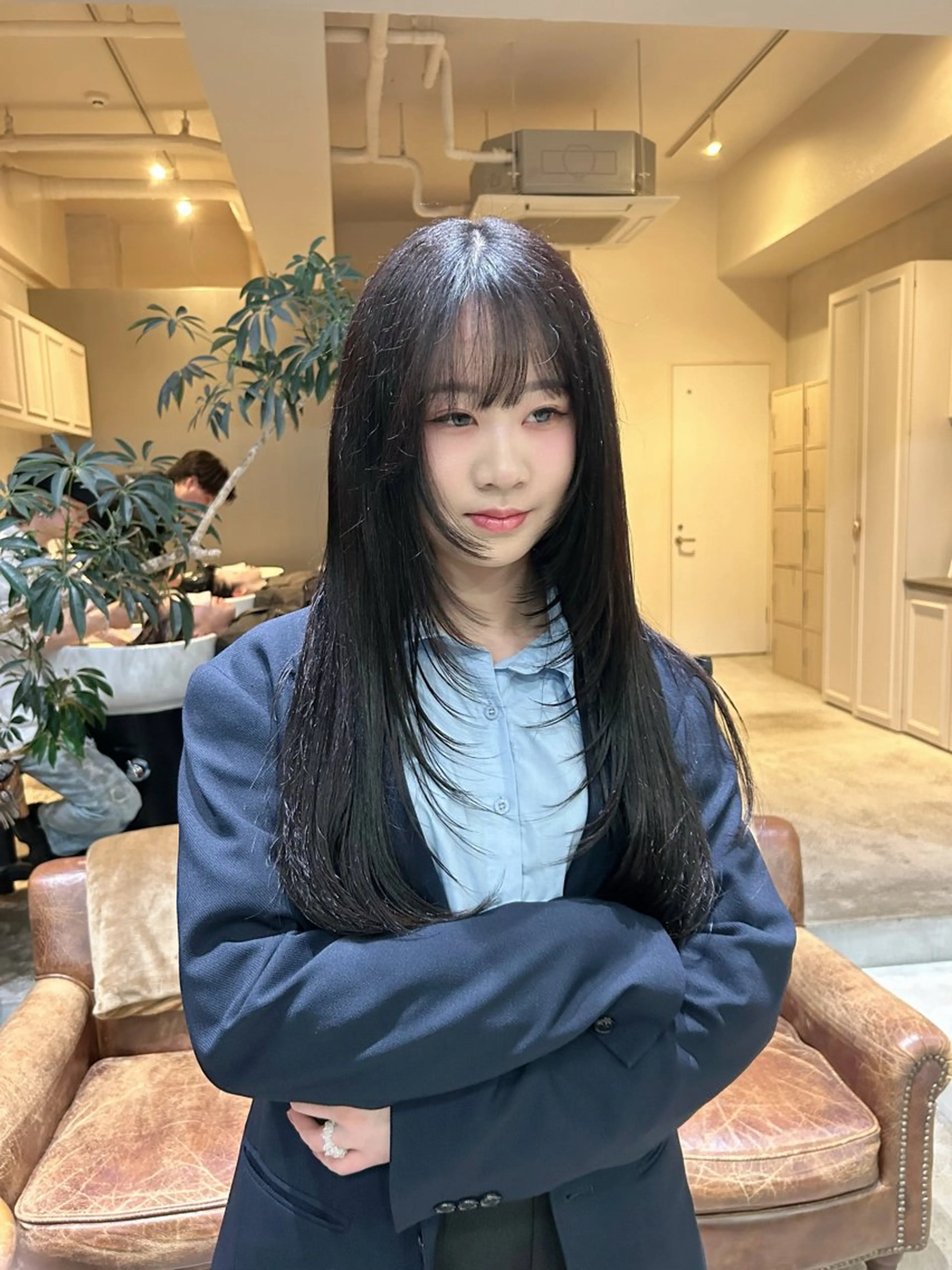 ロング ハイレイヤー レイヤーカット 髪質改善×ハイトーン レイヤー天神美容室のヘアスタイル