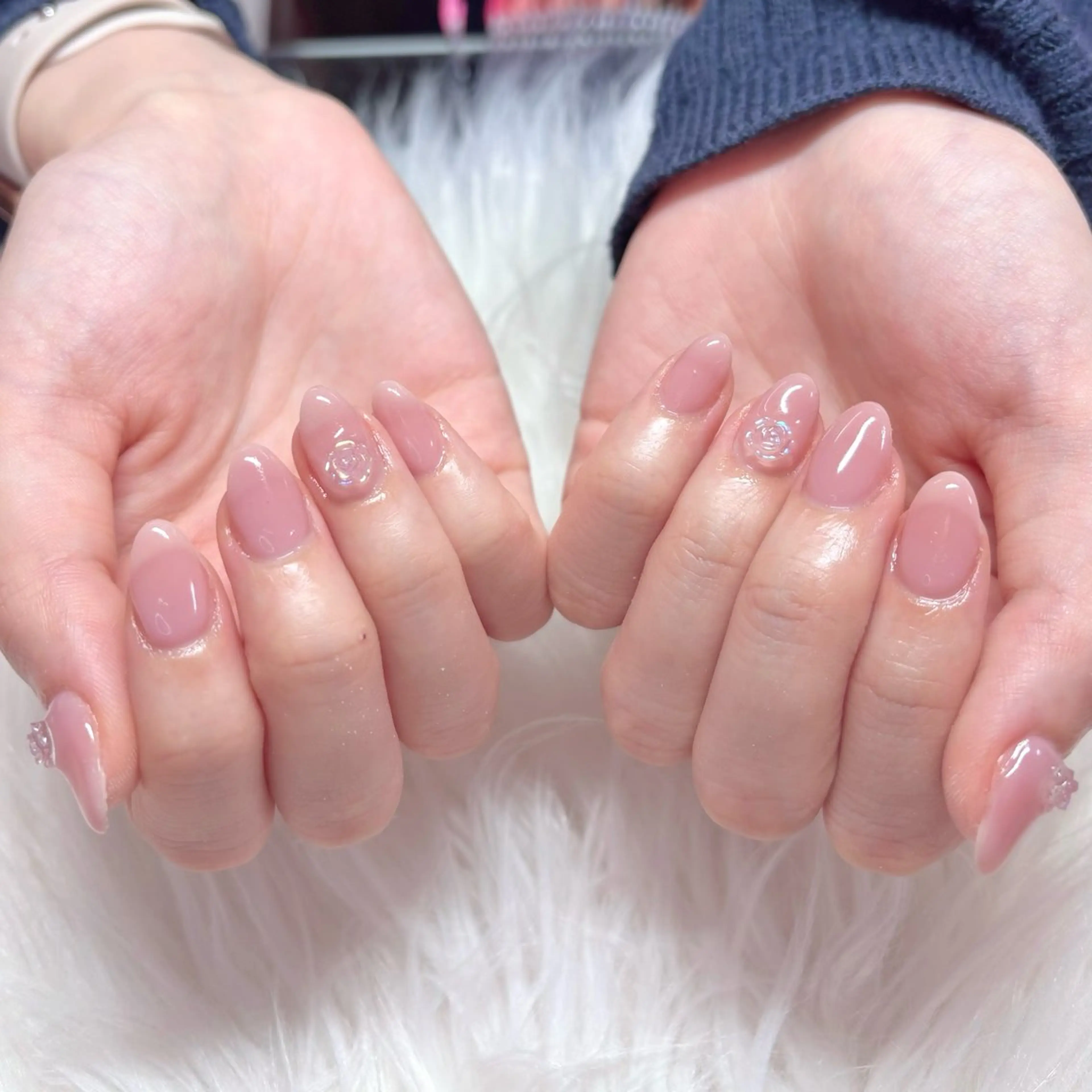 ネイル ジェルネイル パラジェル ピンク シンプルネイル ハンドネイル Noix 横浜のネイルデザイン