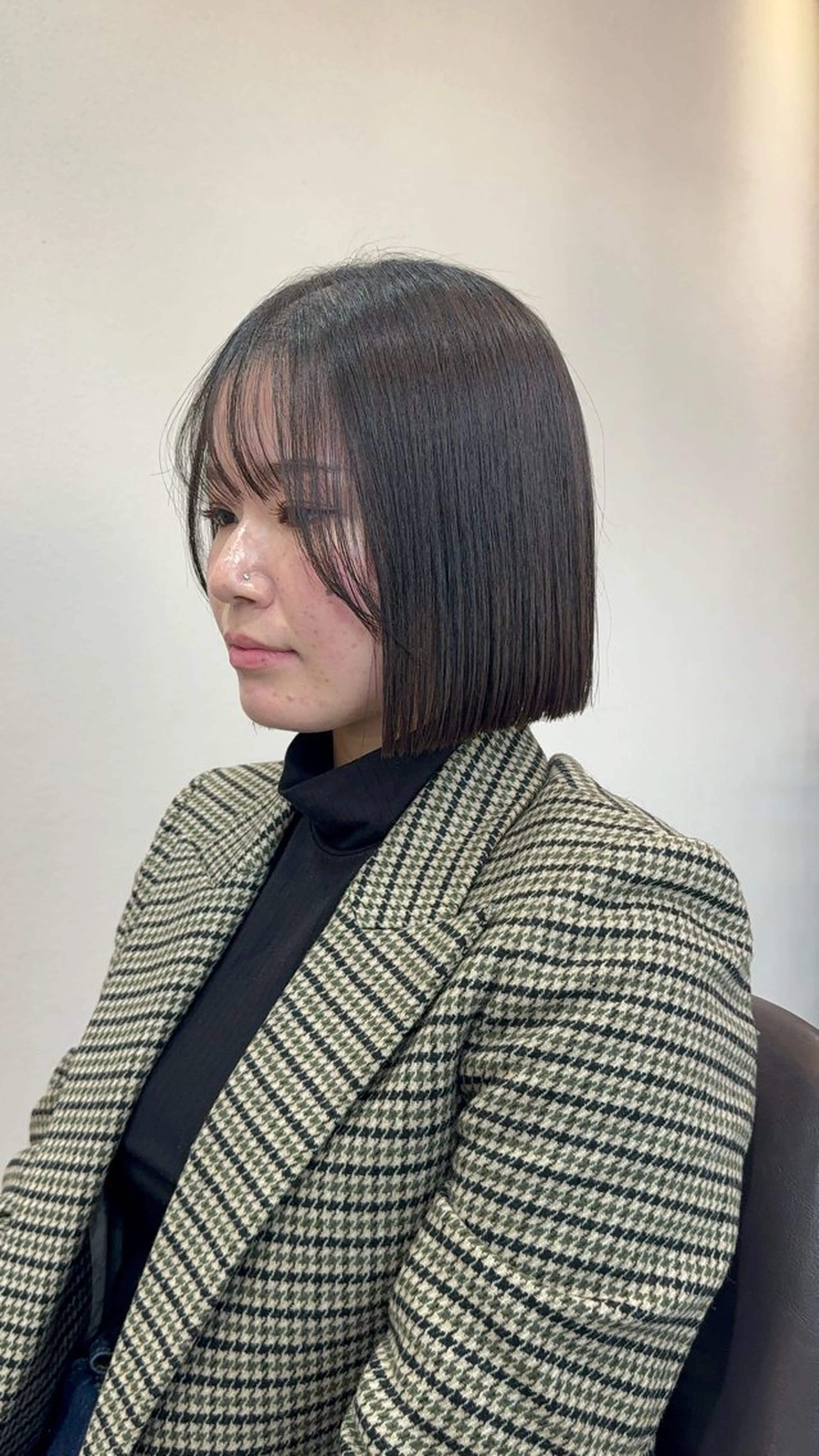 ショート 切りっぱなしボブ ボブ 髪質改善 カット 縮毛矯正 ボブ/髪質改善/ soiナカジママドリのヘアスタイル