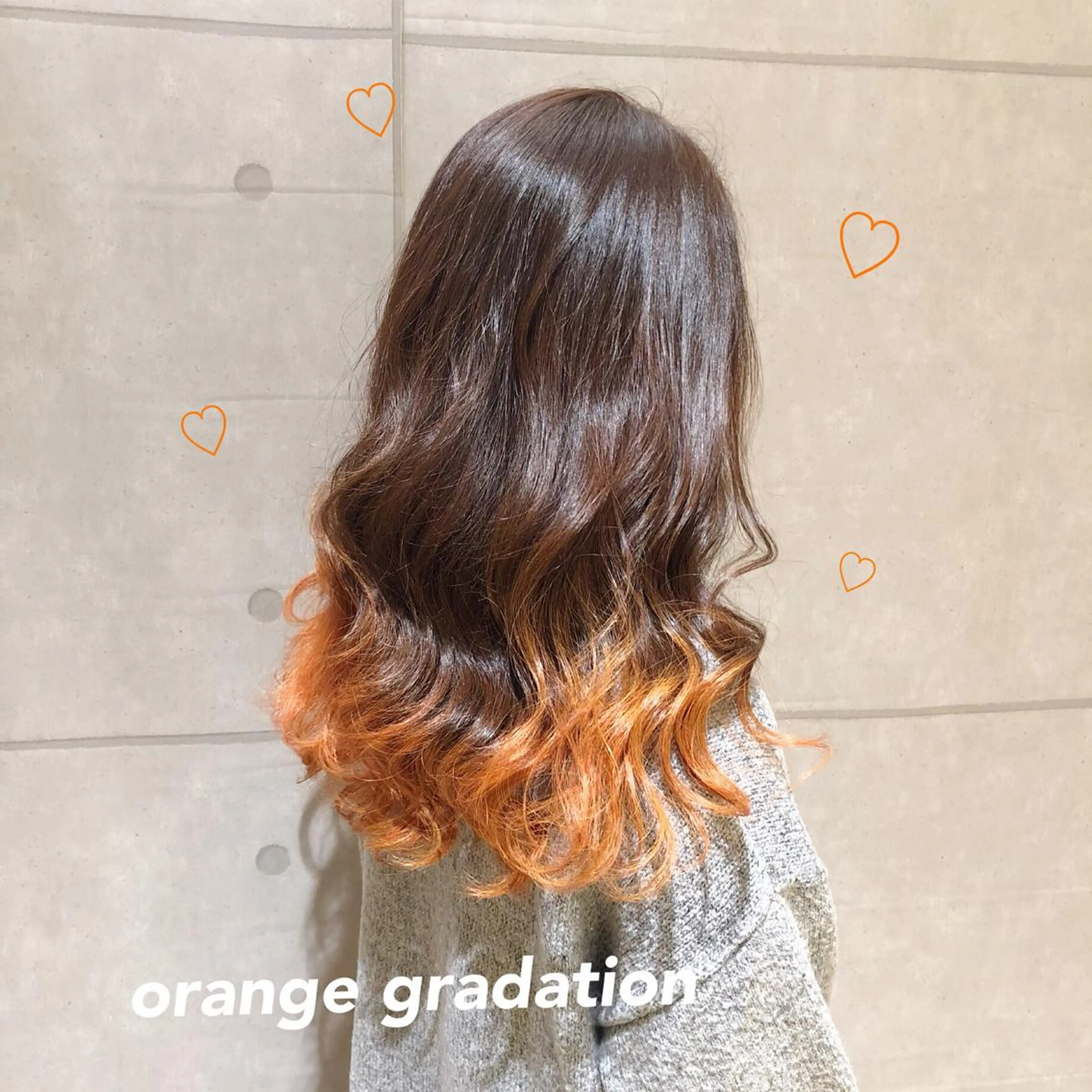 ロング カラー グラデーションカラー オレンジ 韓国ヘア得意❤︎森澤 悠佳のヘアスタイル