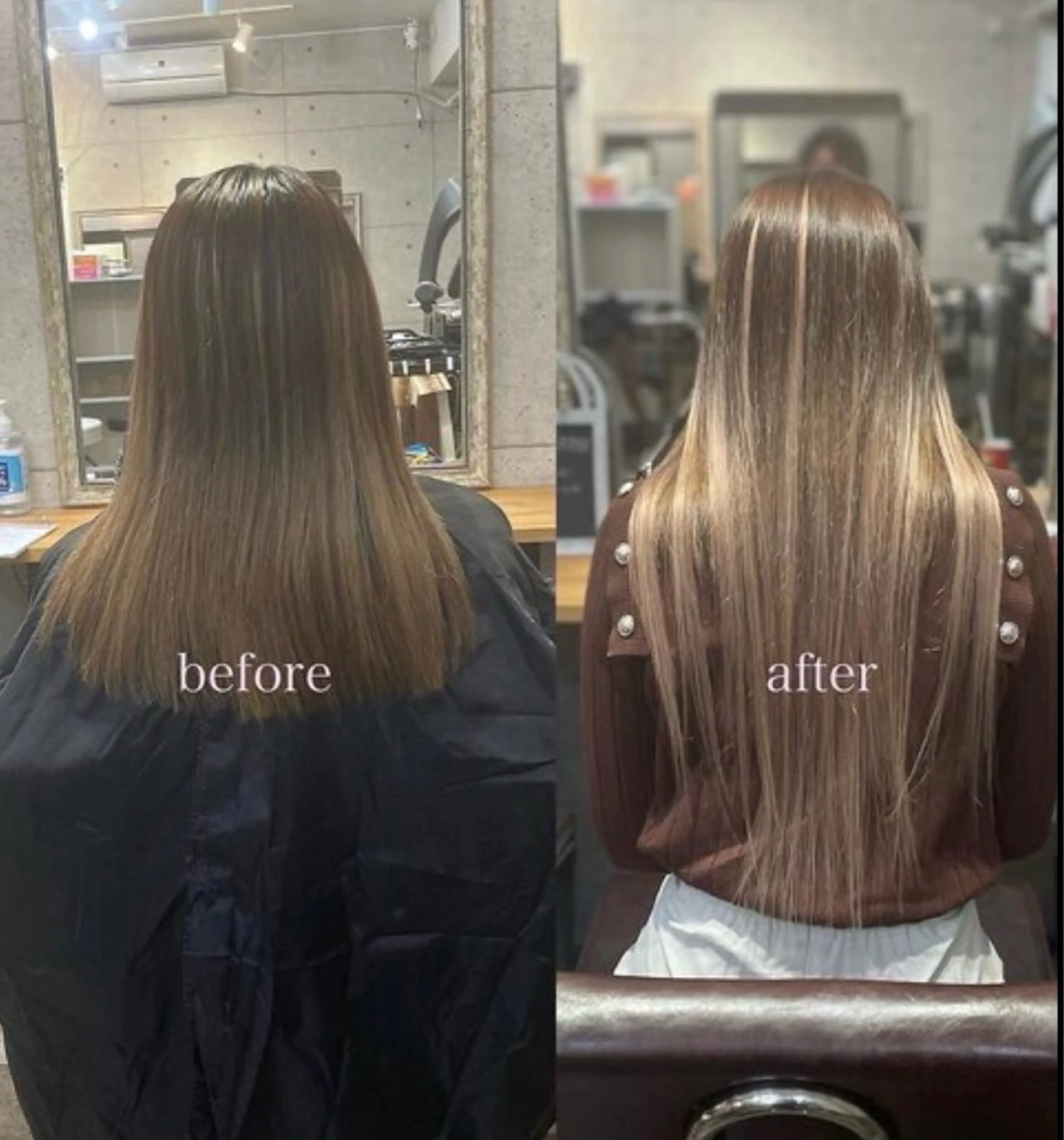 【カラーエクステ】馴染ませカット+艶カラー+プルエクステ60本◆ (プラチナ毛質は黒〜こげ茶のみ)の写真