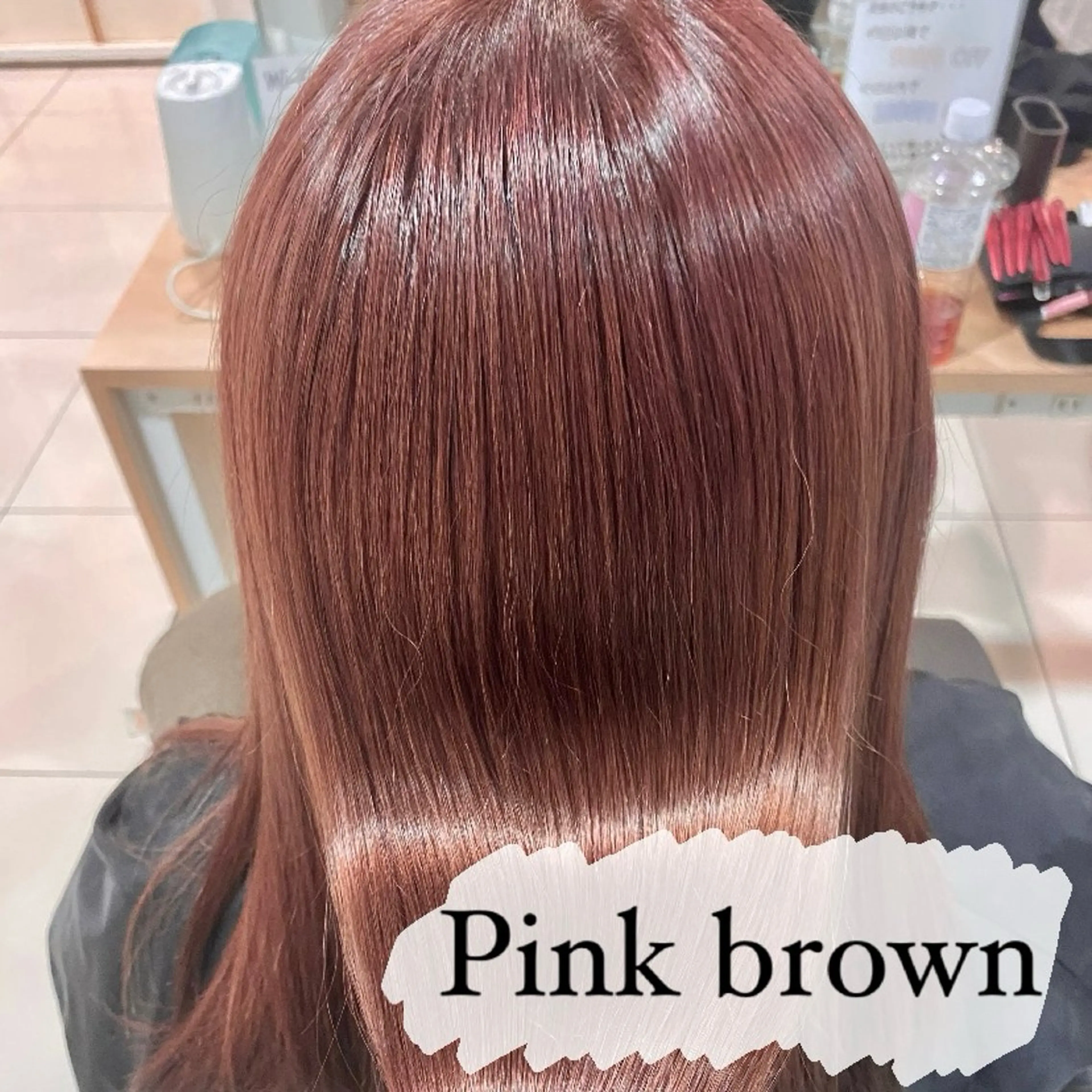 セミロング カラー ブラウンカラー ピンクカラー ピンクブラウン ミルクティーベージュ 暖色カラー/池田麻帆のヘアスタイル