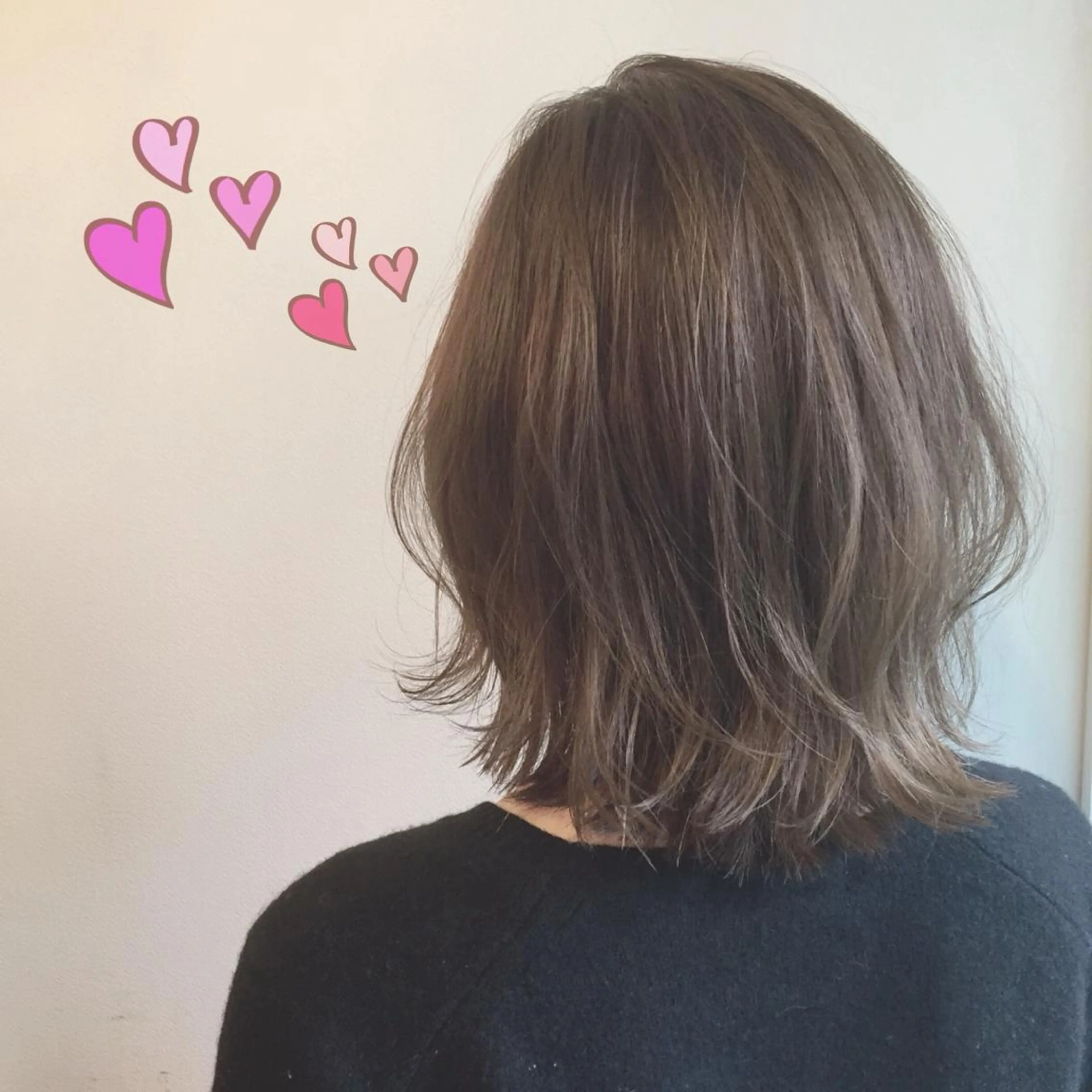 ミディアム 切りっぱなしボブ ボブ ヘアカラー トリートメント ＨＩ ROのヘアスタイル