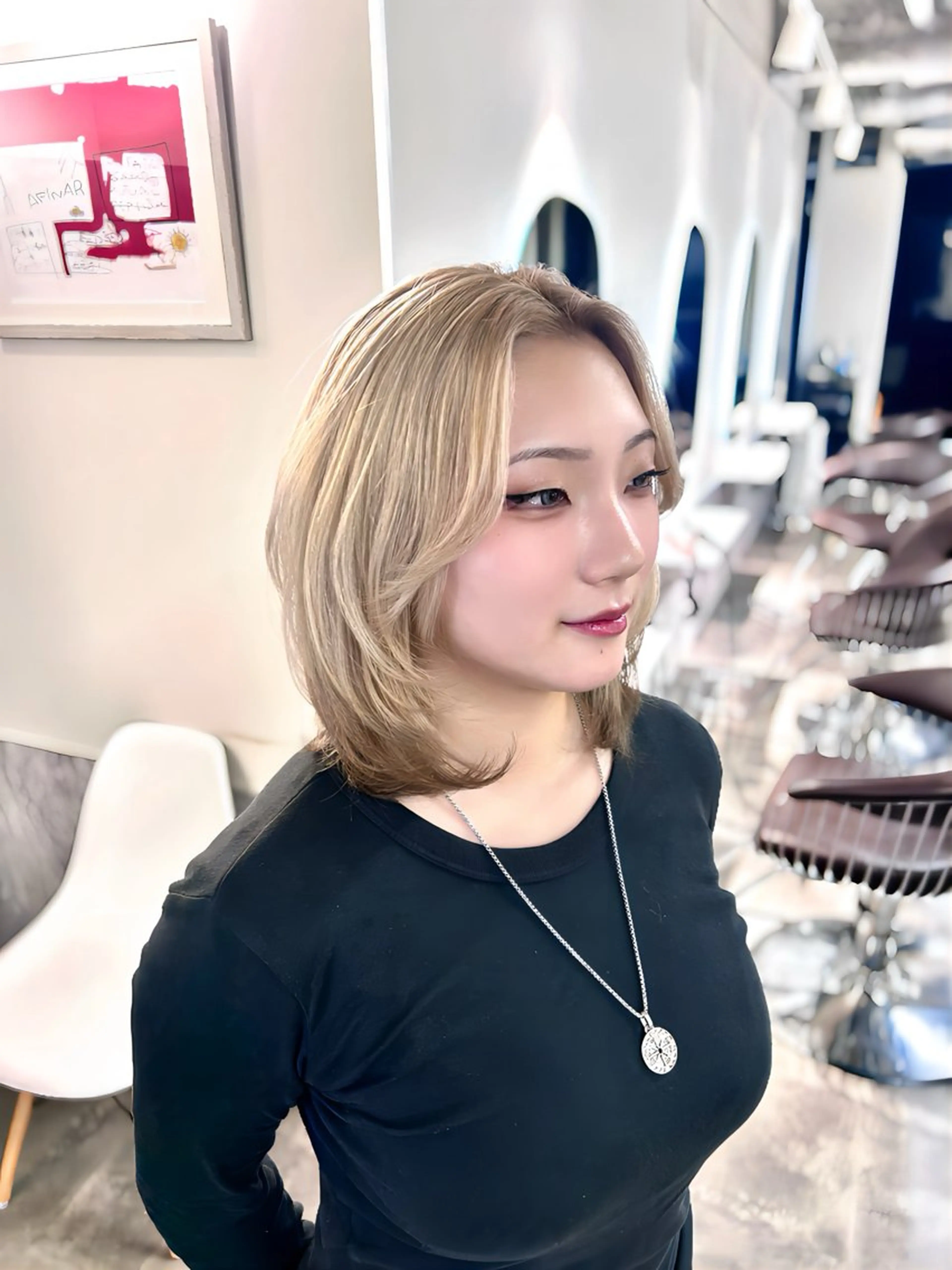 ミディアム カラー ヘアカラー ブリーチ/エクステ/ 新宿/アリルのヘアスタイル