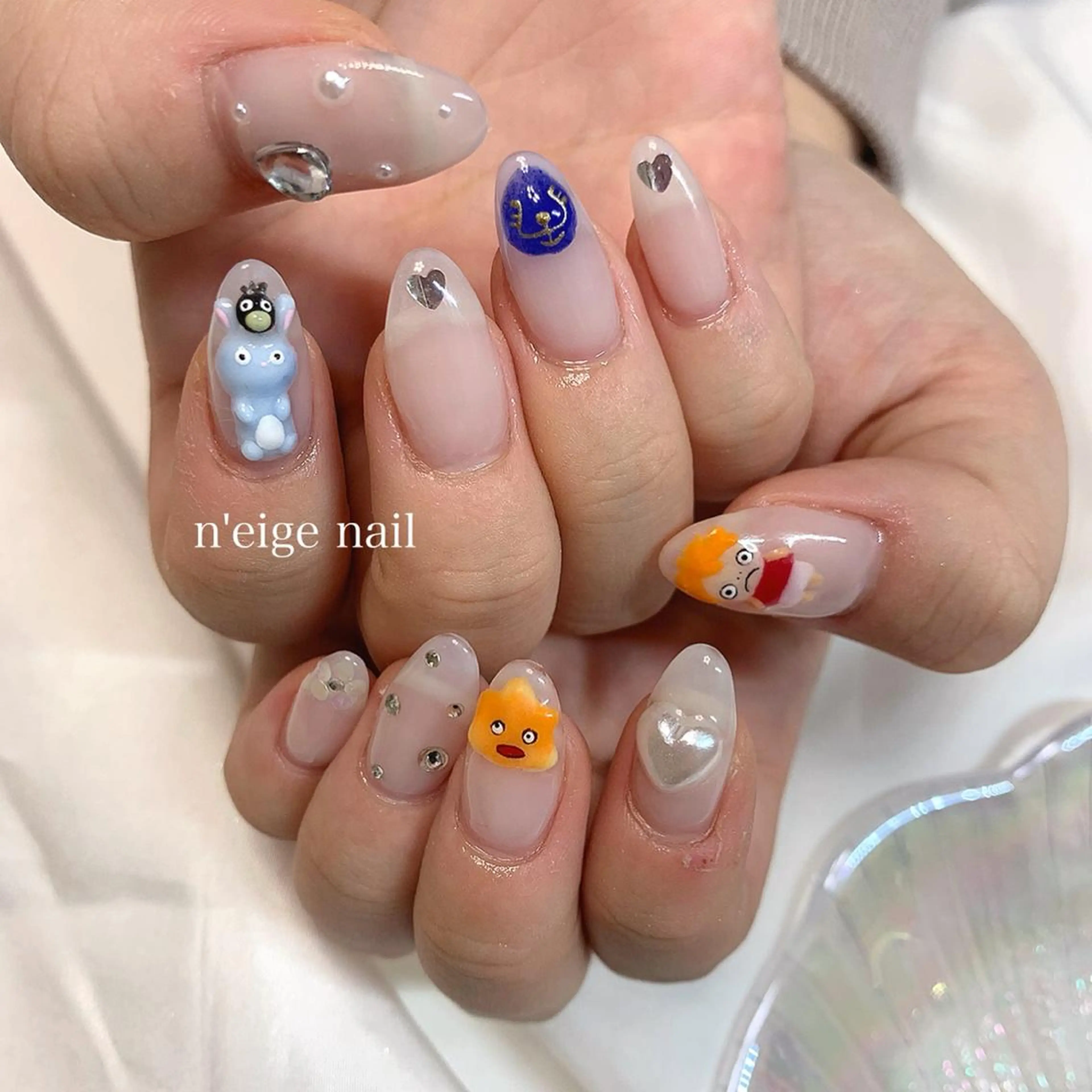ネイル アートネイル ハート キラキラネイル 韓国ネイル ニュアンスネイル n'eige nail所属・大谷 綾香のネイルデザイン