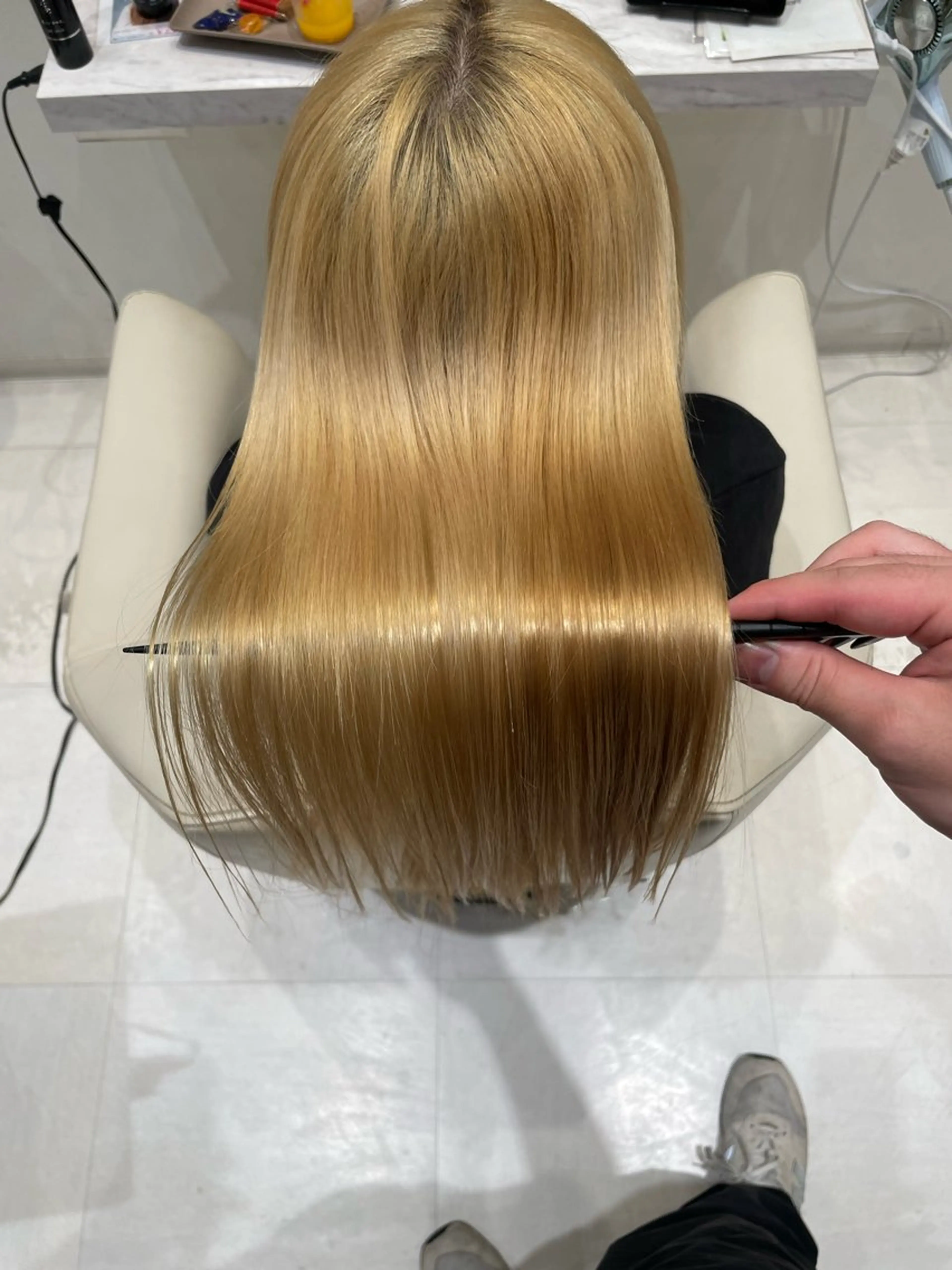 ロング パーマ カット 縮毛矯正 トリートメント k-twoたき✨艶感 カラー/美髪矯正のヘアスタイル