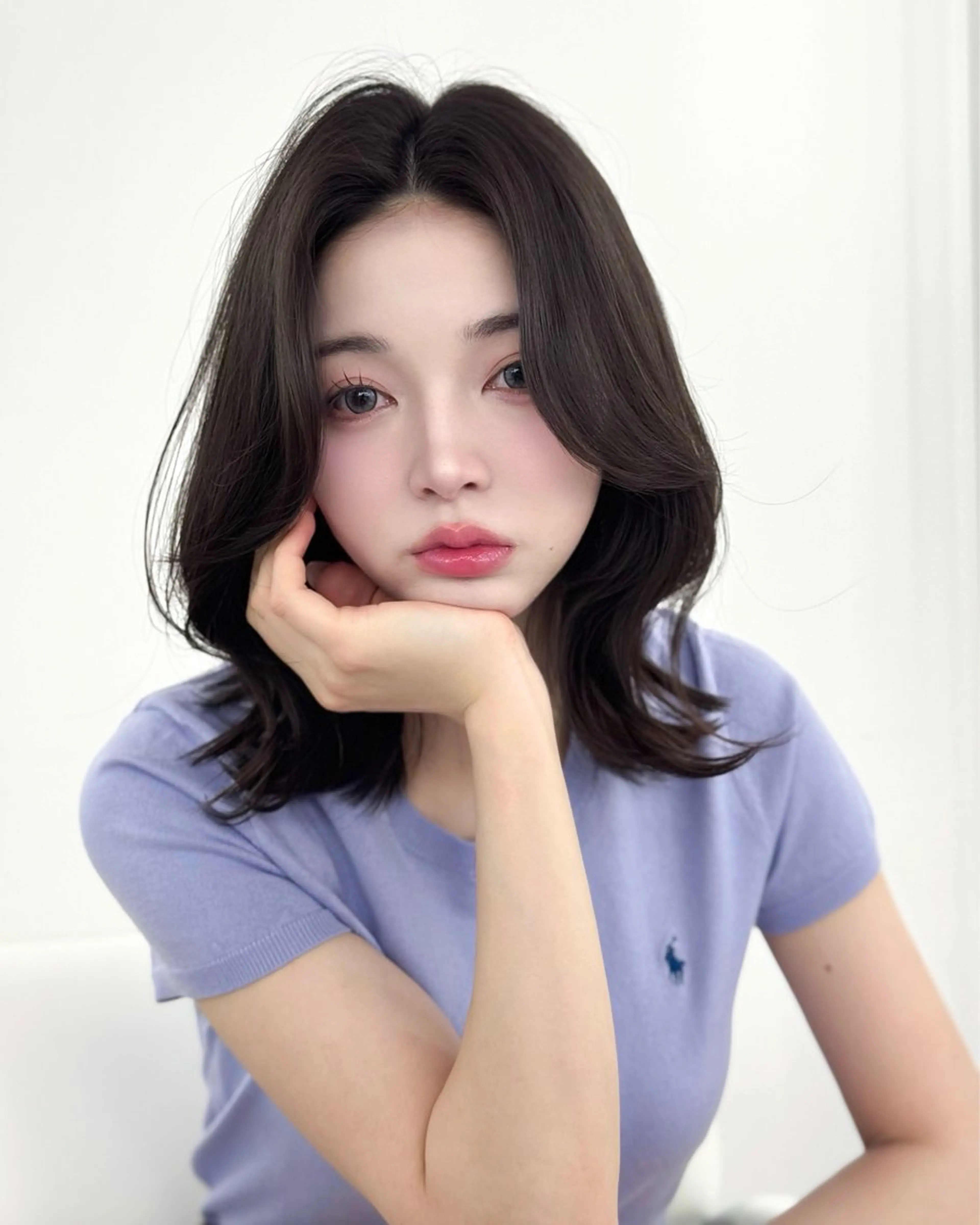 ミディアム カラー 韓国ヘア　紗希 🦋のヘアスタイル