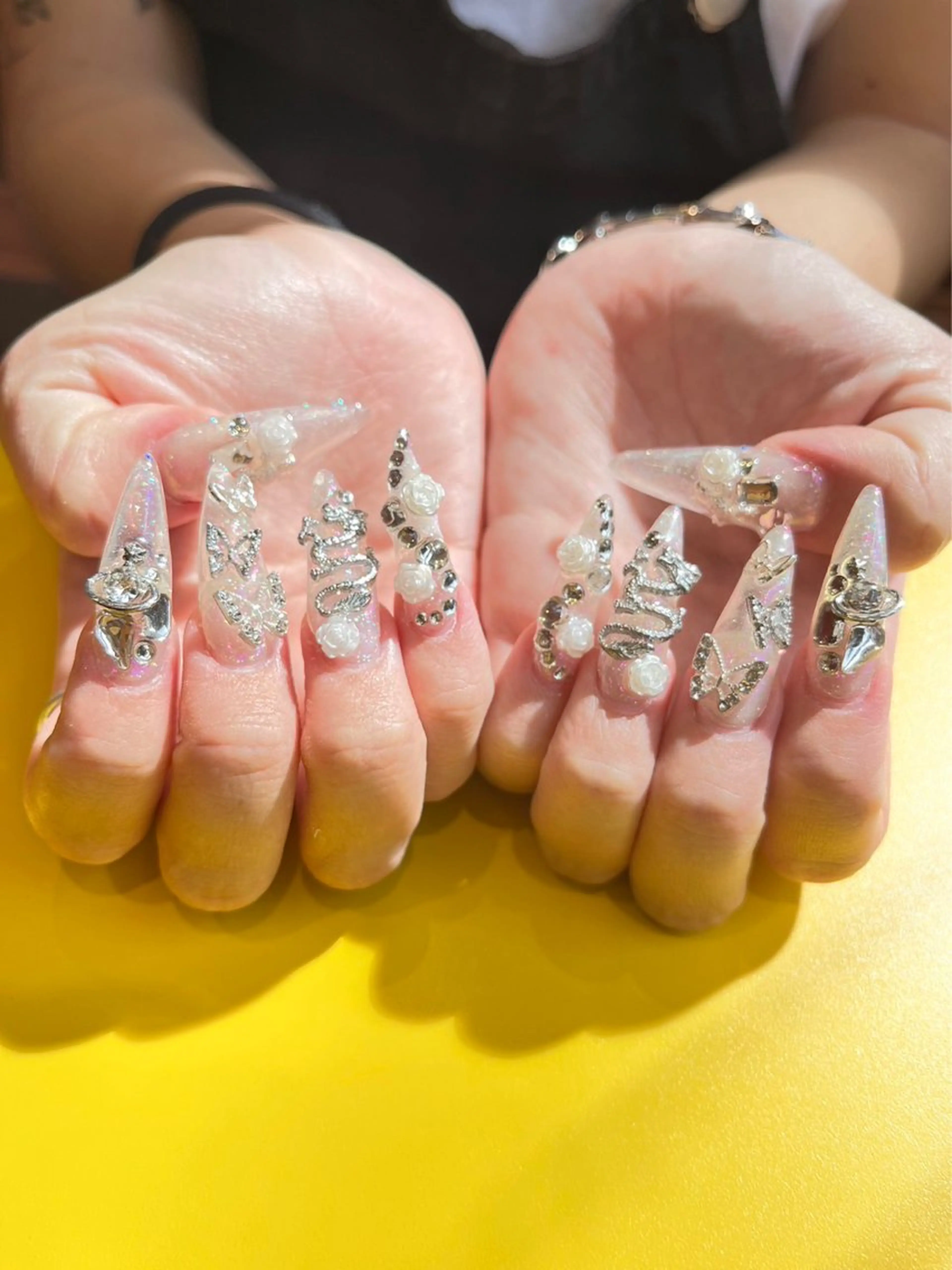 🩷hand🩷長さだし10本持ち込みデザイン（パーツ、シールつけ放題）の写真