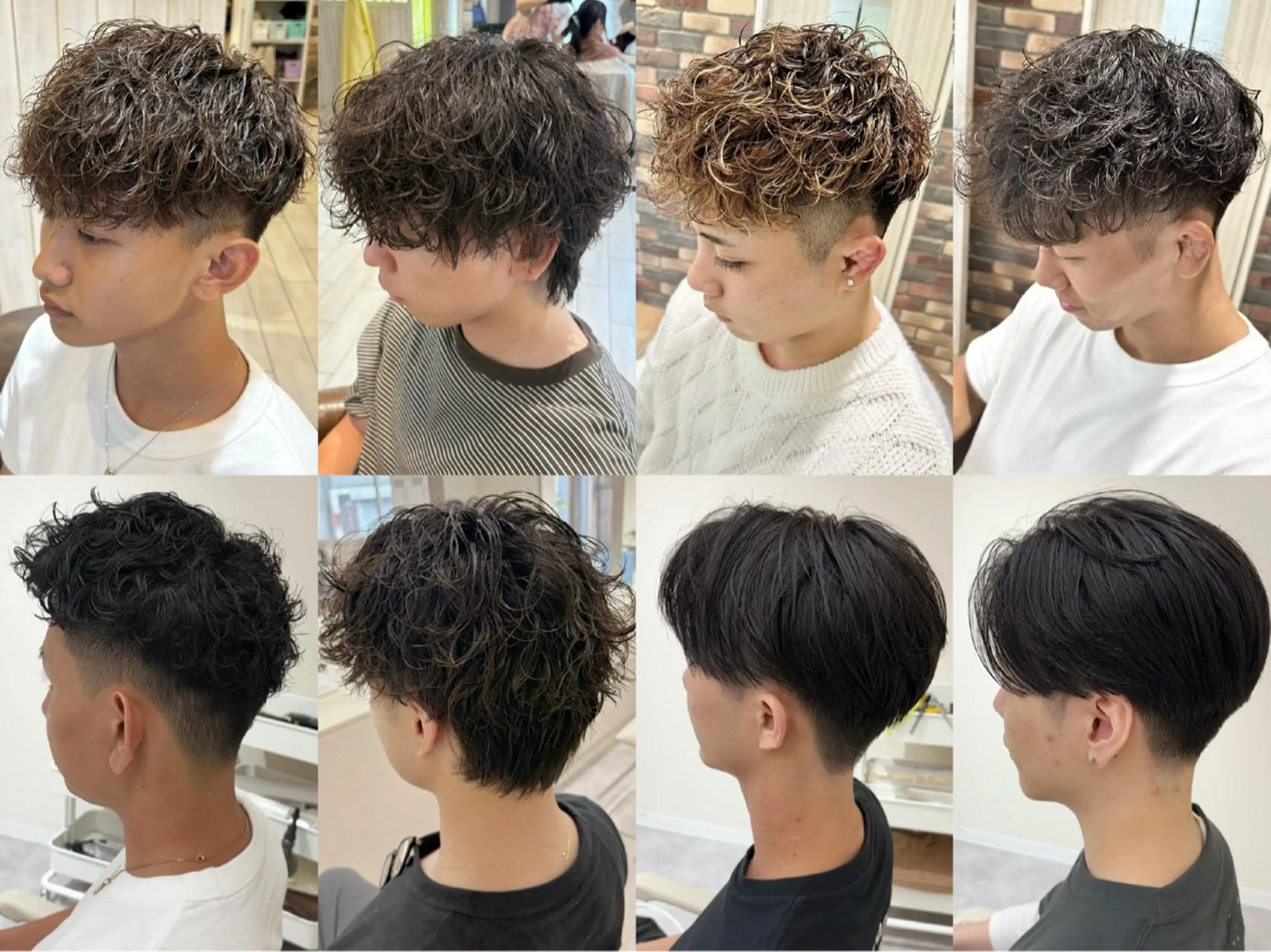 パーマ メンズ センターパート フェードカット フェザーパーマ マッシュ メンズパーマ カット パーマ メンズパーマ特化🔥 ツイスパ/シャドウのヘアスタイル