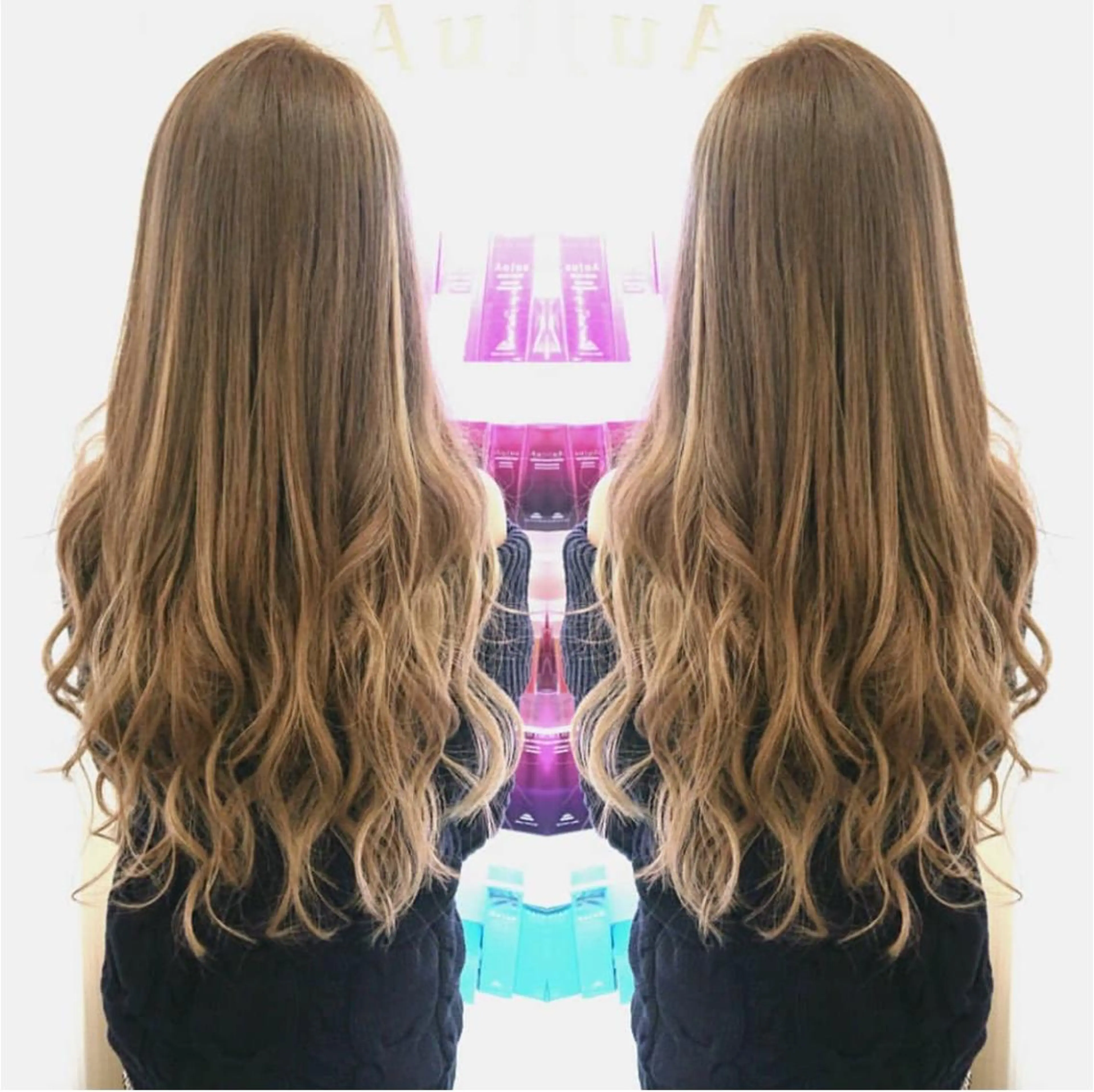 ロング カラー シールエクステ エクステ カット ヘアカラー トリートメント エクステ れん/ハイトーン /エクステ/韓国風のヘアスタイル