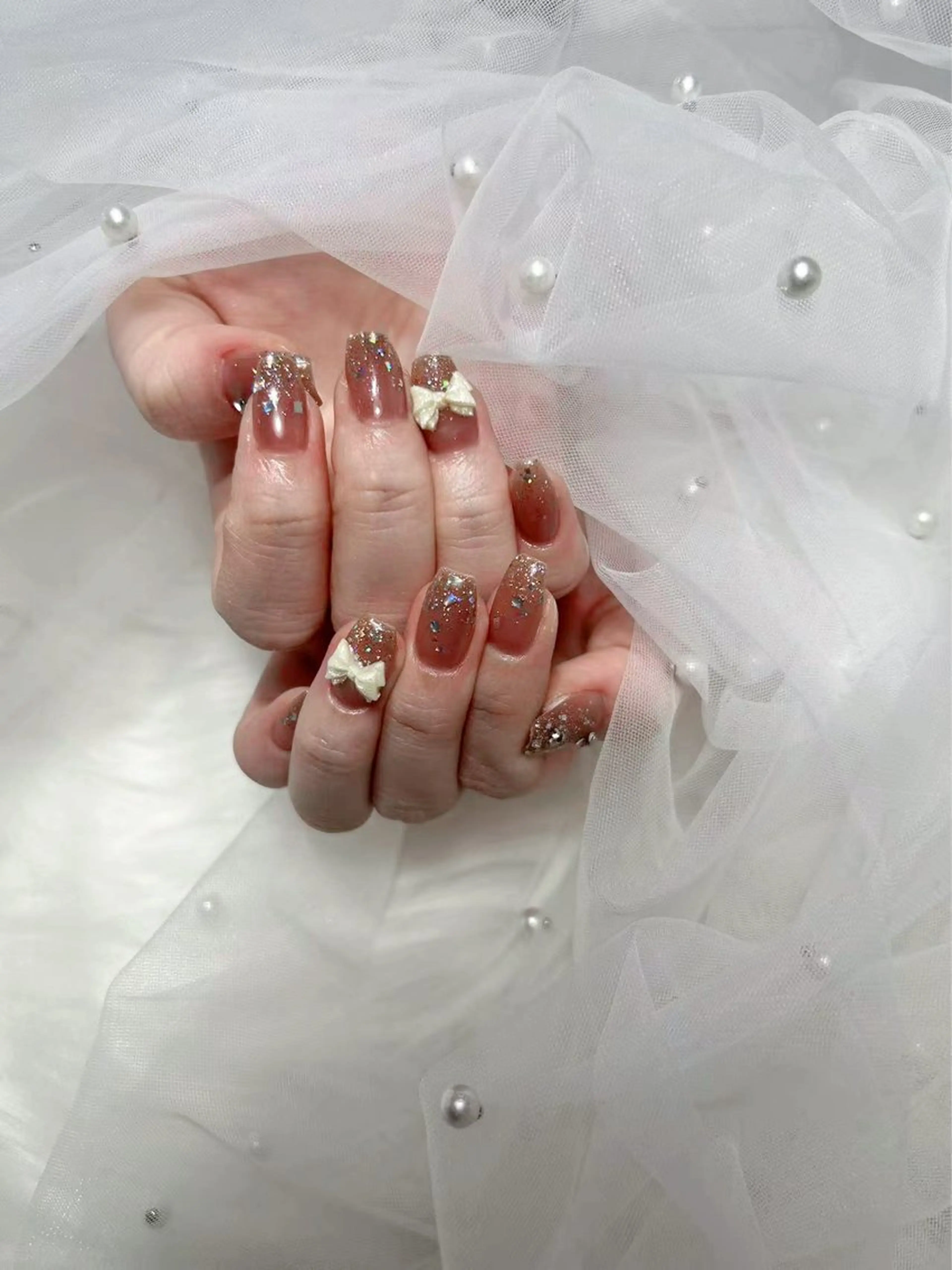ネイル アートネイル 桜ネイル フレンチネイル ガラスフレンチ グラデーション 🌈 Laule'aのネイルデザイン
