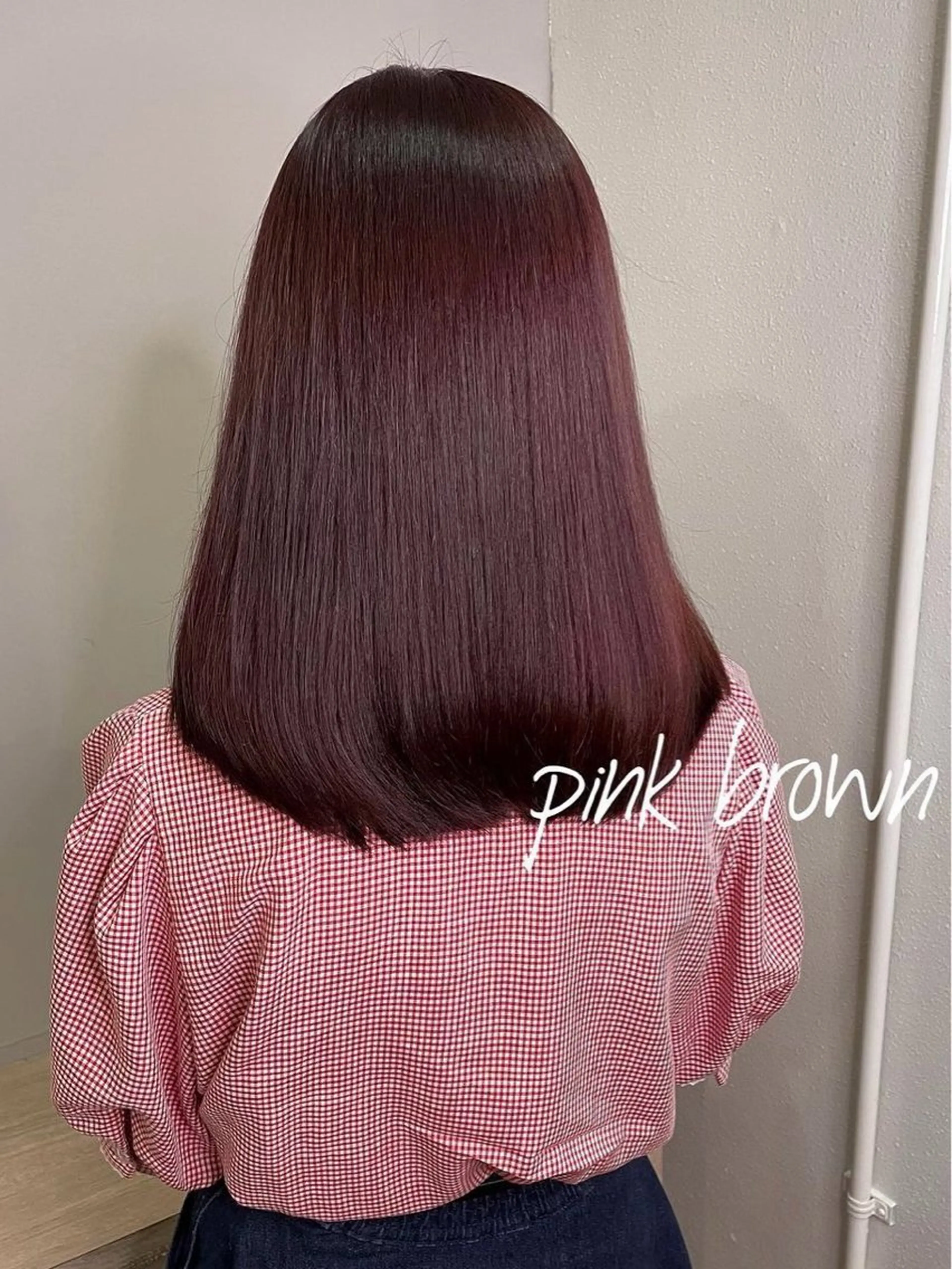 セミロング カラー ブリーチ ブラウンカラー ブリーチなしカラー ピンクカラー ピンクブラウン 💝ブリーチ ショート/れい💝のヘアスタイル