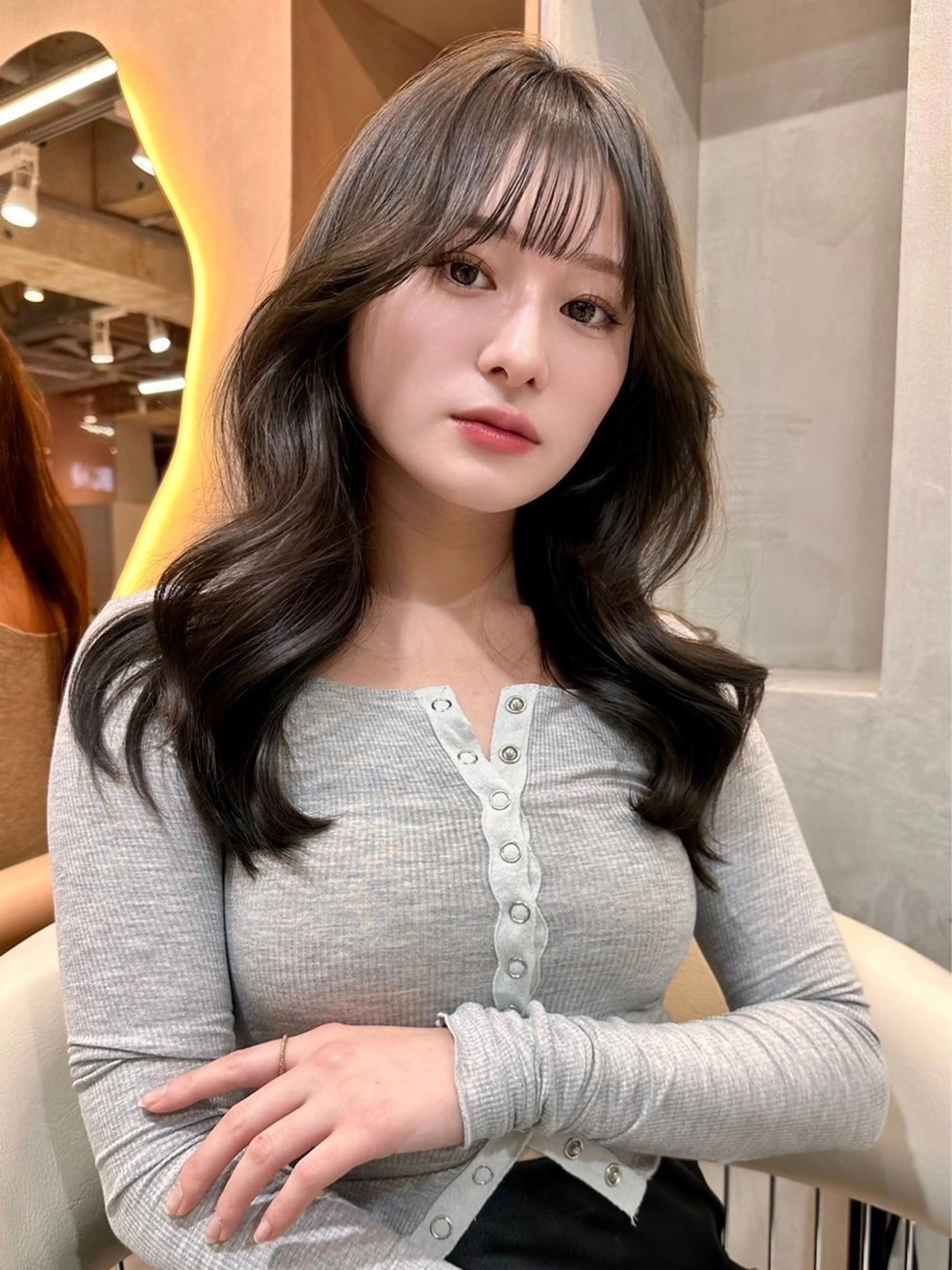 ロング くびれヘア ヨシンモリ 韓国風ヘア カット ヘアカラー レイヤー縮毛矯正 ささきすずね💗のヘアスタイル
