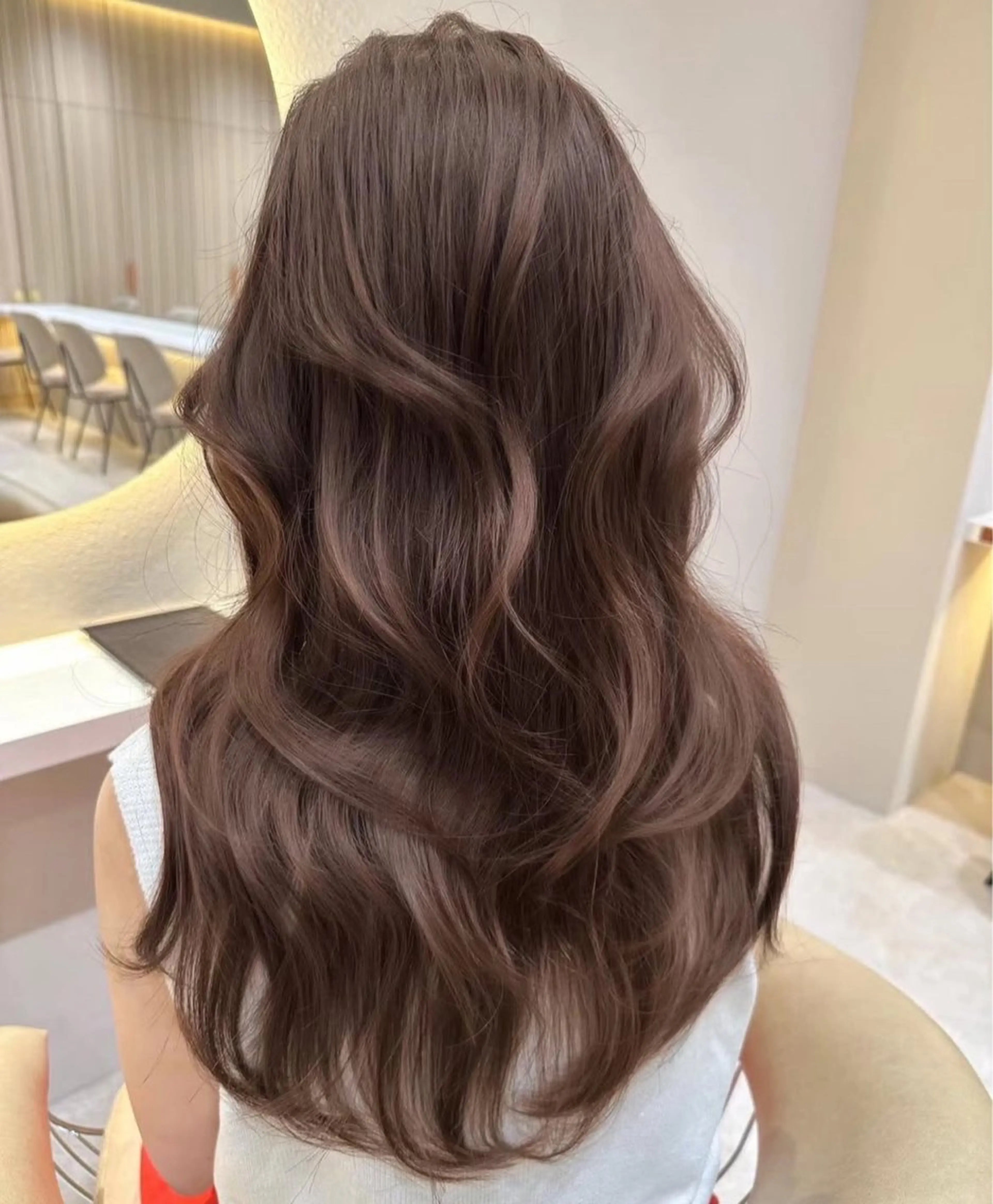 セミロング カラー カット ヘアカラー トリートメント 興津/韓国レイヤー ダブルカラー美髪縮毛のヘアスタイル