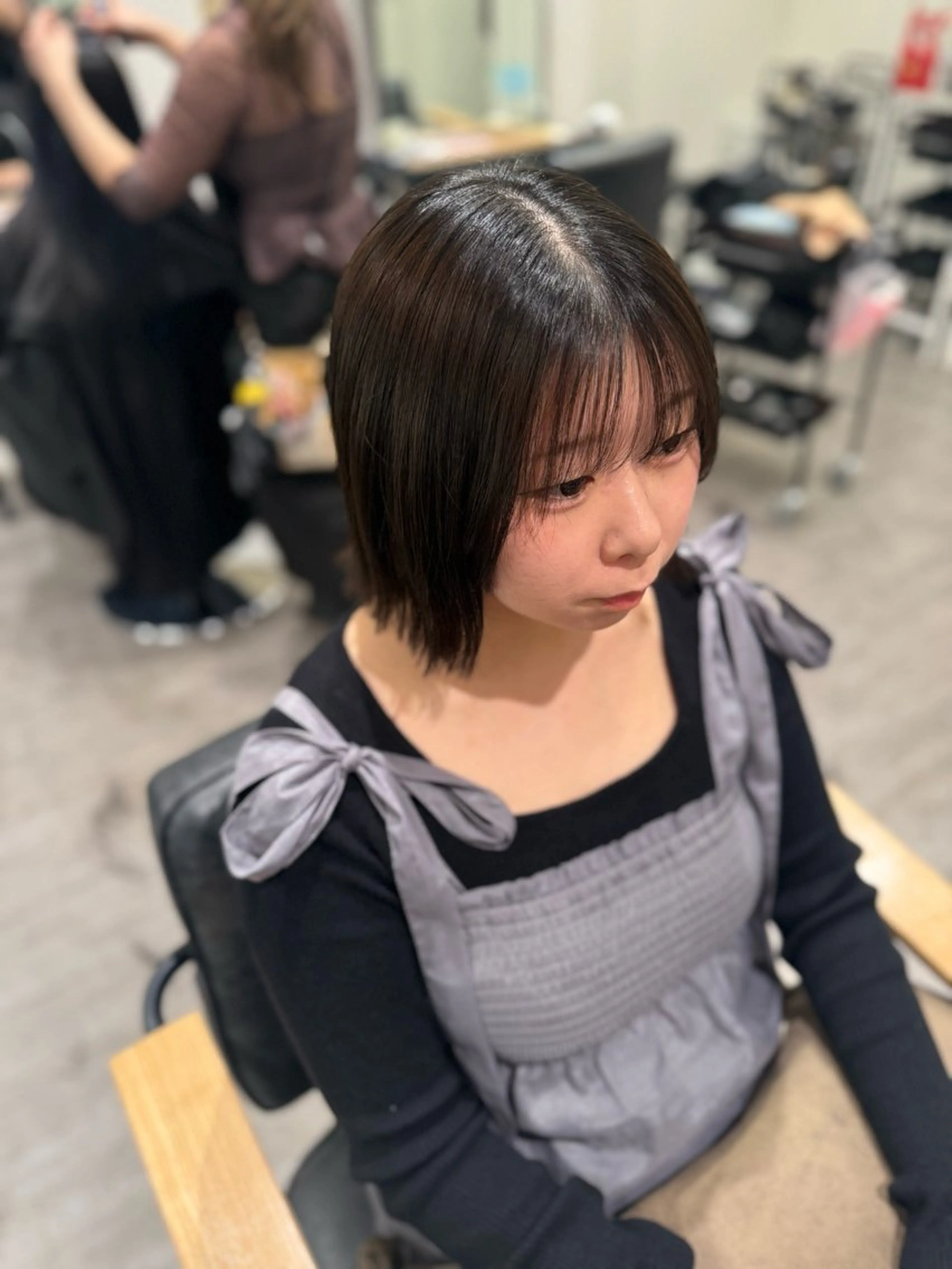 ミディアム カラー 切りっぱなしボブ ブラウンカラー ボブ カット ヘアカラー トリートメント 艶髪レイヤー上田 紗也🇰🇷💗のヘアスタイル