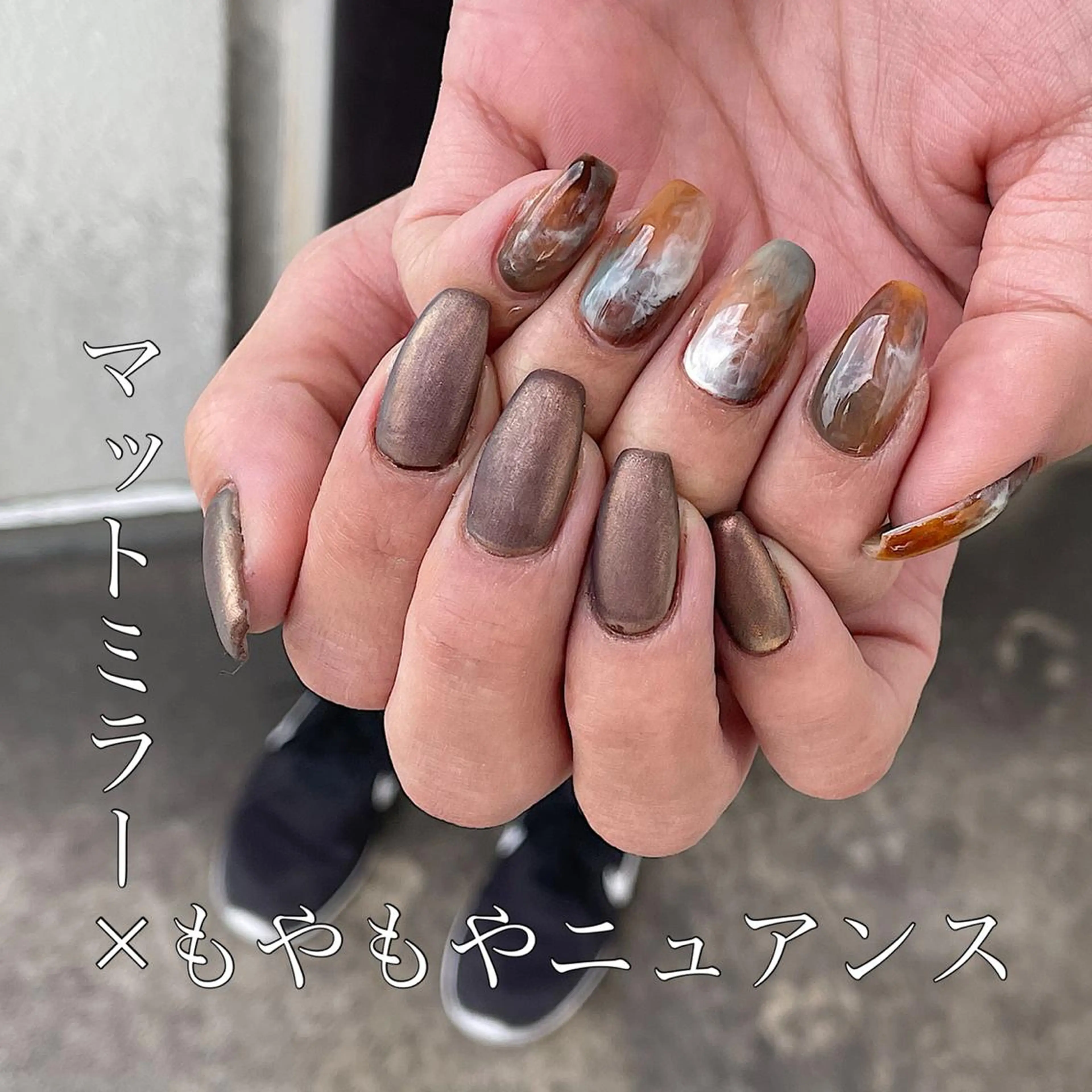 ネイル マットネイル ニュアンスネイル tener 🧋yume🧋のネイルデザイン