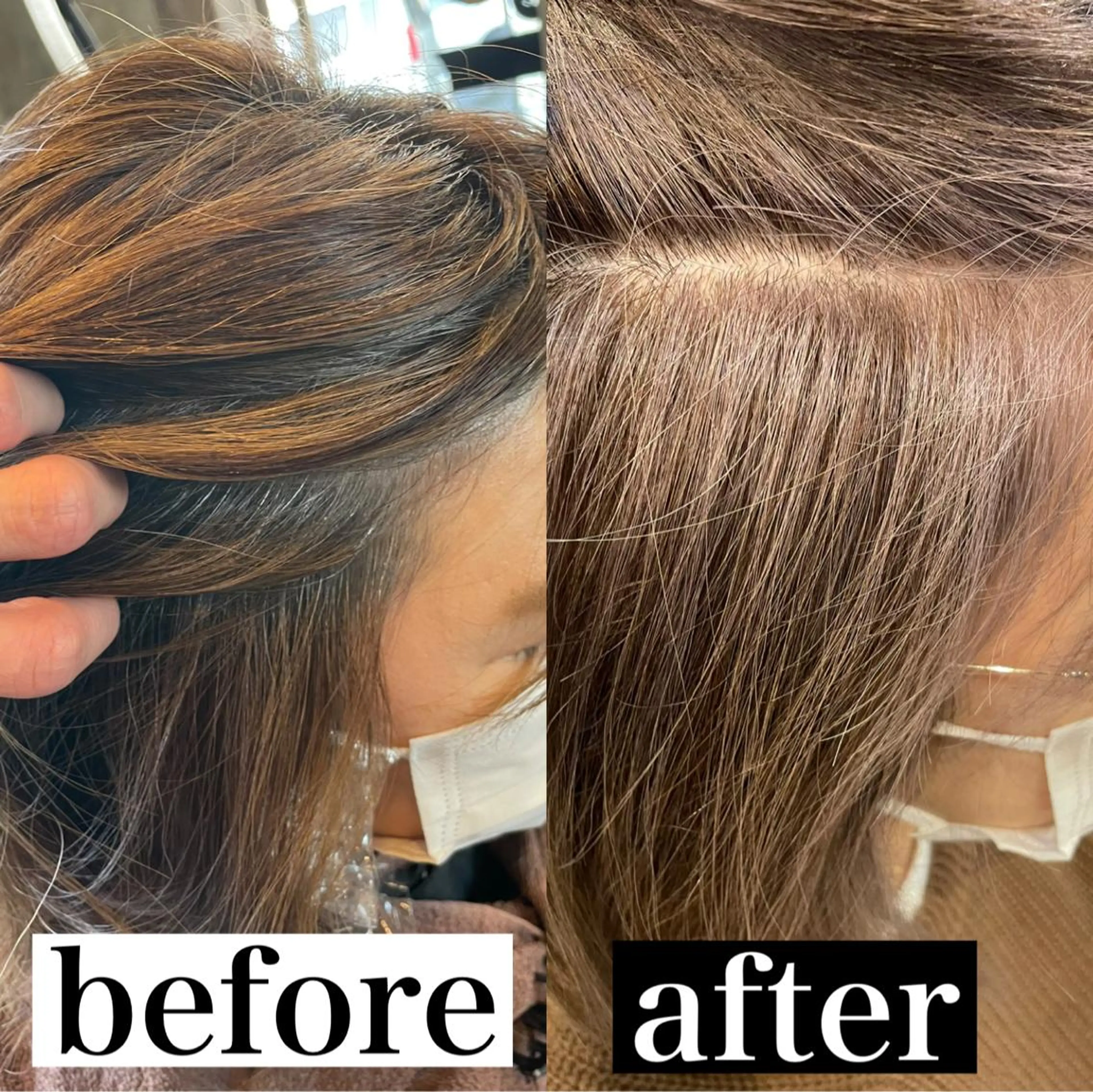 ミディアム カラー アッシュ ブリーチ 透明感カラー ダブルカラー ハイライトカラー La vielle 西峠のヘアスタイル