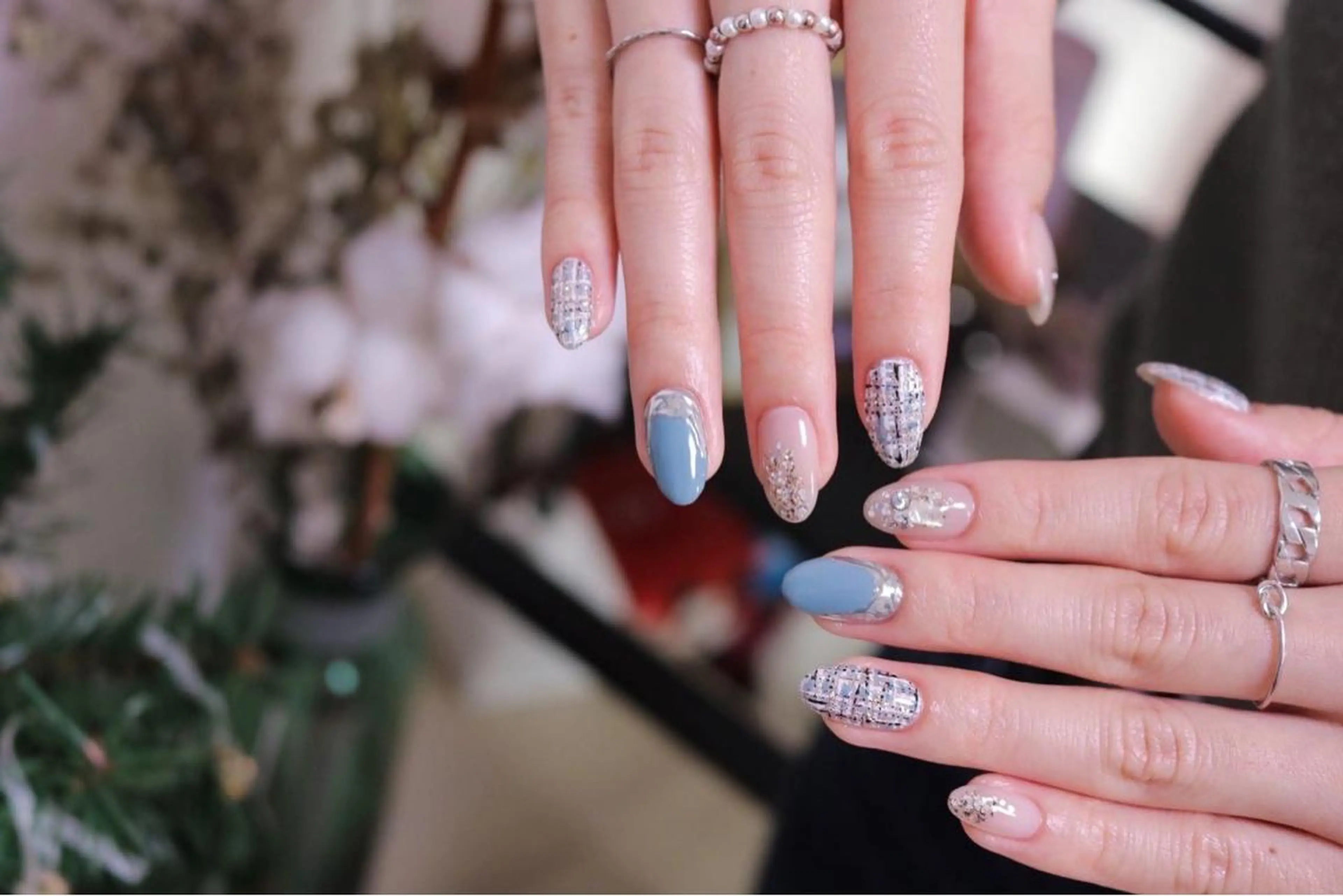 ネイル オーロラネイル 長さ出し ジェルネイル 韓国ネイル 持ち込み ハンドネイル MH Nailのネイルデザイン