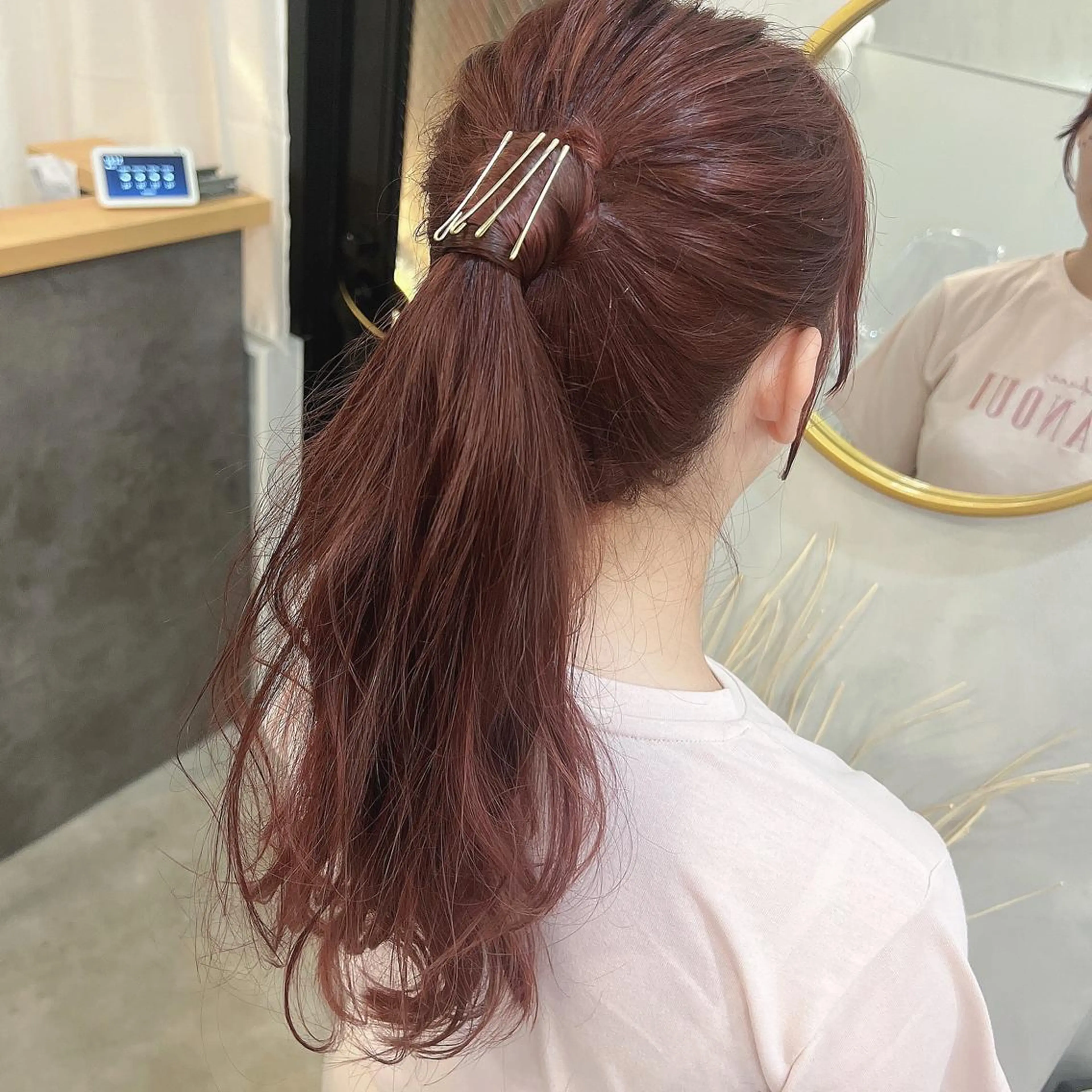 ロング カラー ヘアアレンジ ブラウンカラー ピンクカラー ピンクブラウン マツエクモデル無料 marry 池袋秦のマツエク・マツパデザイン