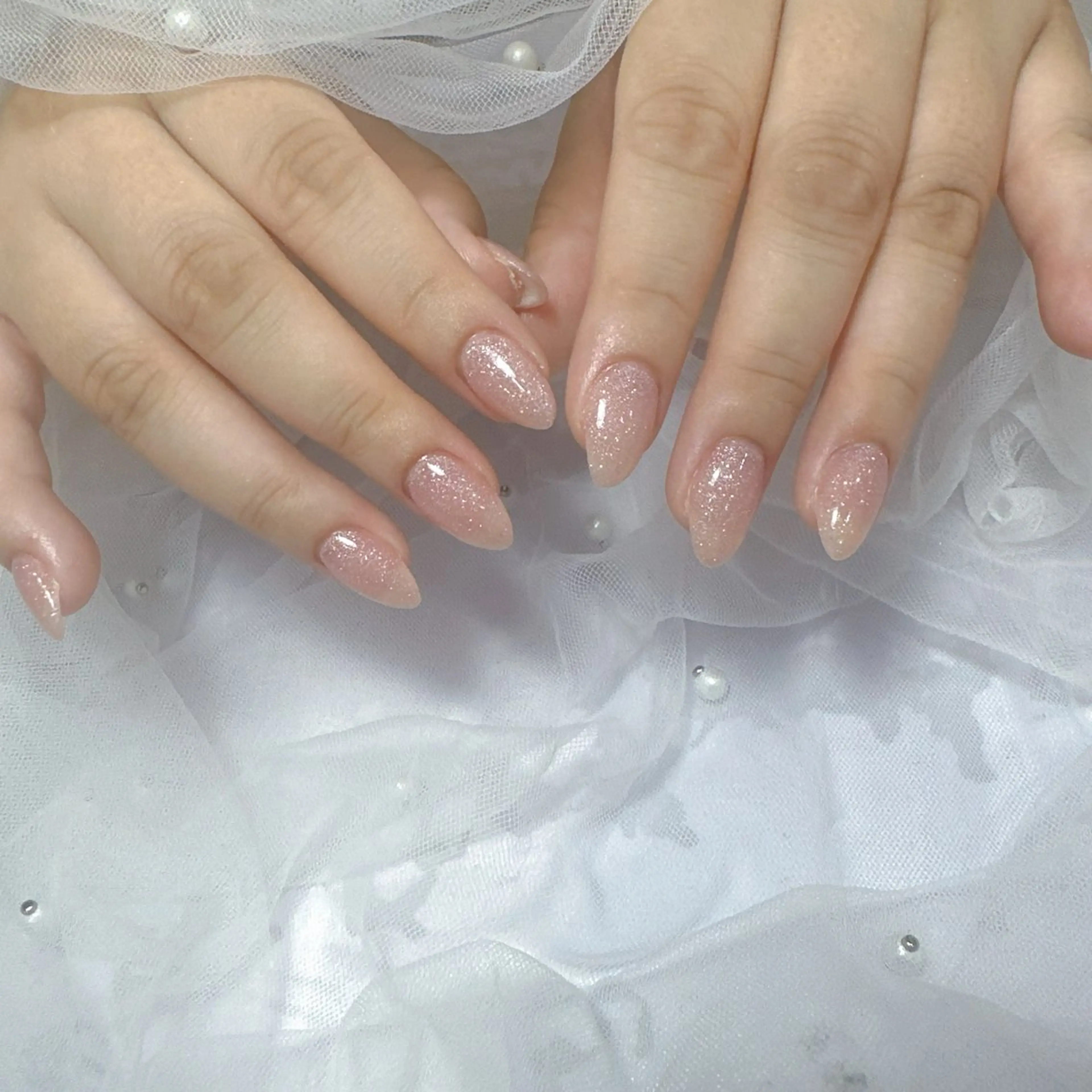 ネイル アートネイル フラッシュネイル フレンチネイル ジェルネイル ガラスフレンチ ハンドネイル You&Me Miyuのネイルデザイン