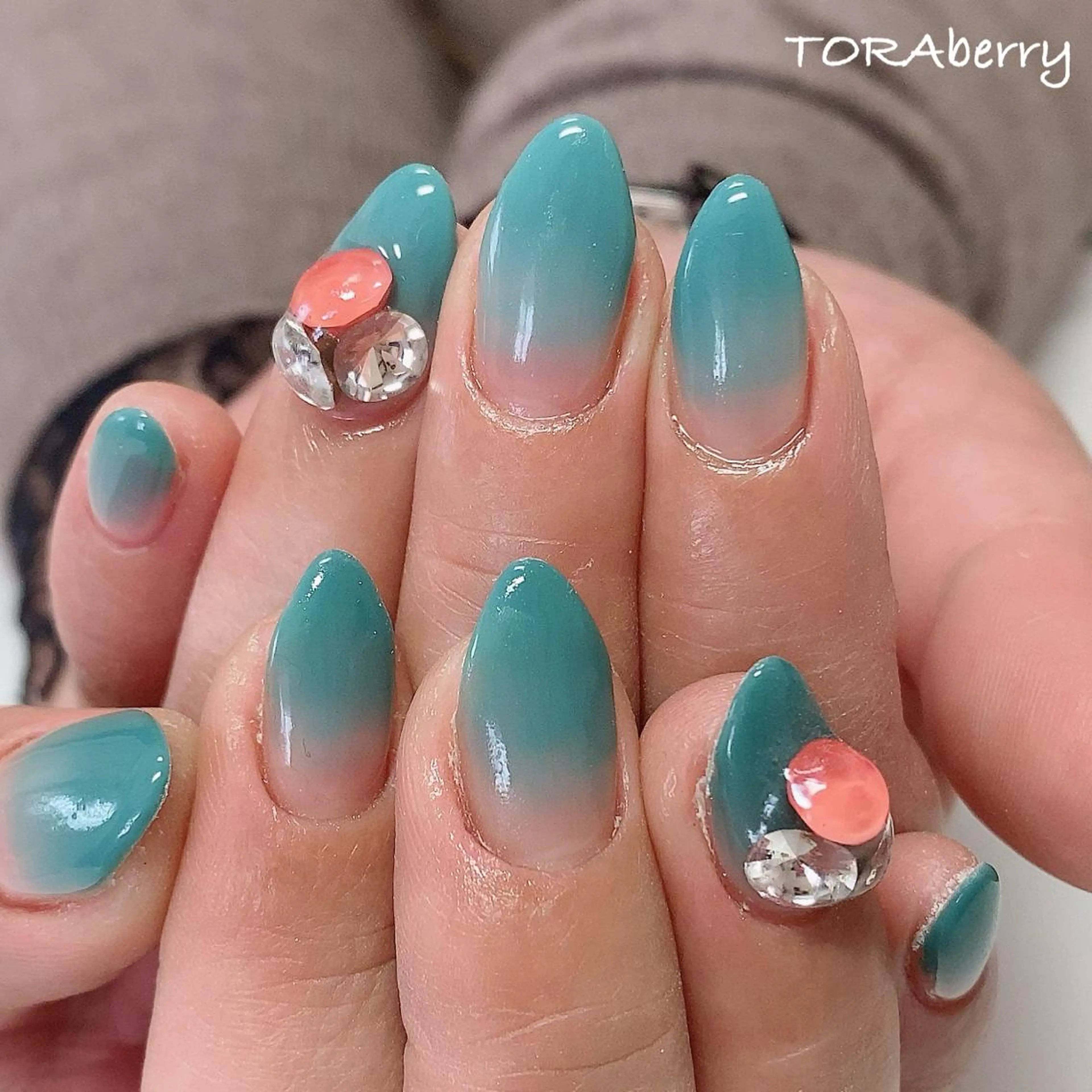 ネイル ブルー ハンドネイル ネイリスト なつみのネイルデザイン