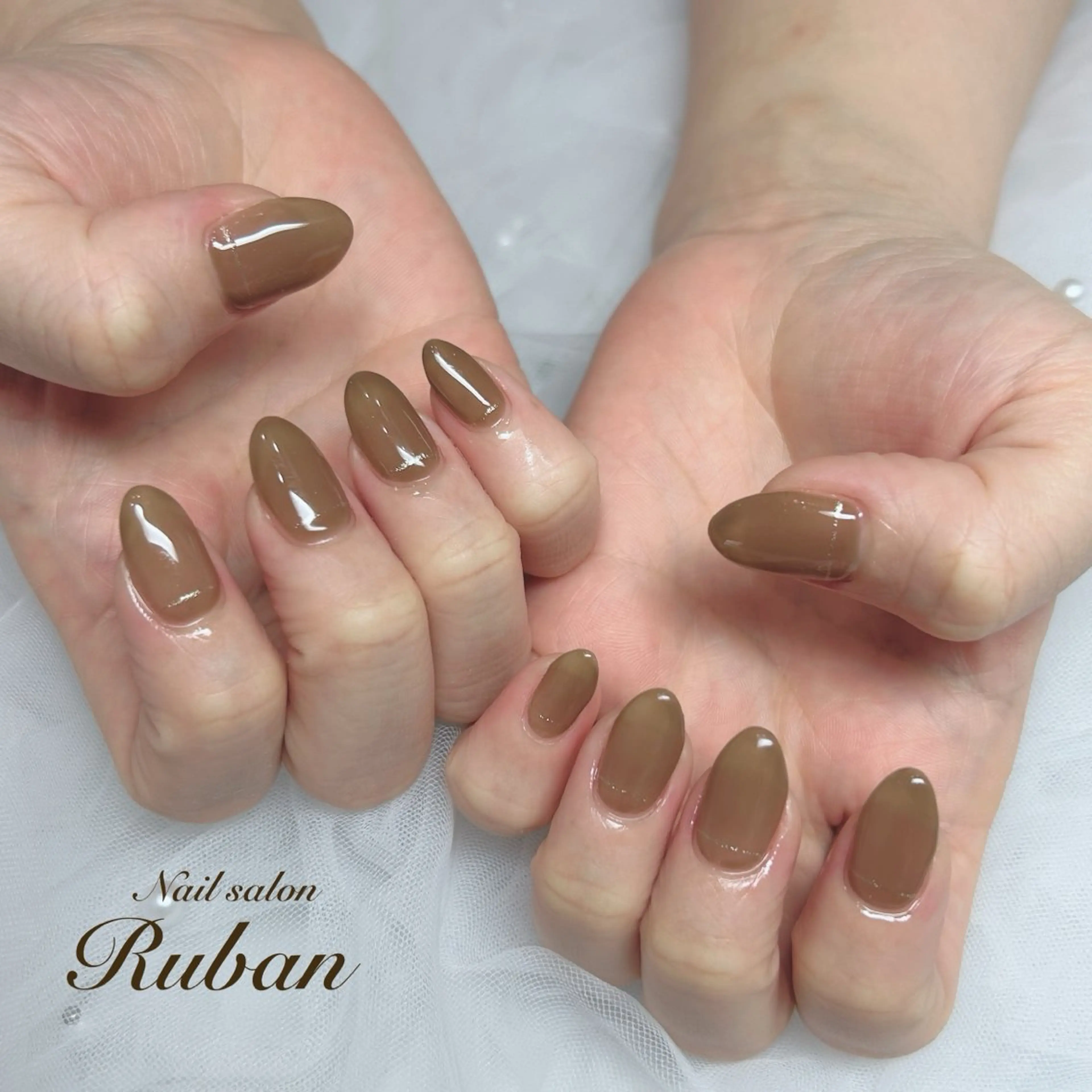 ネイル ブラウン ワンカラーネイル Nail salon Rubanのネイルデザイン