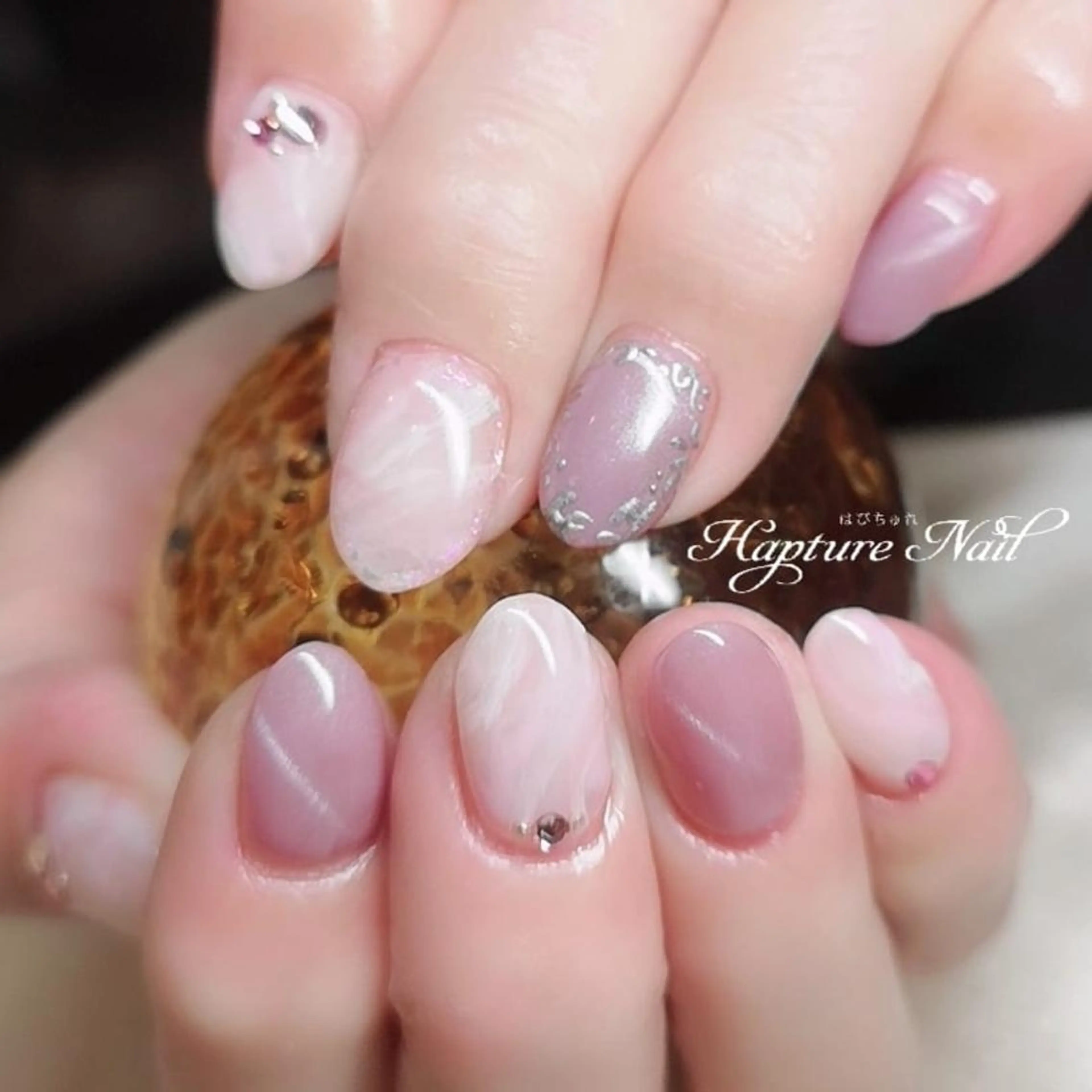 ネイル アートネイル マグネットネイル 大理石ネイル(マーブル) オフィスネイル ワンカラーネイル m- Hiroのネイルデザイン