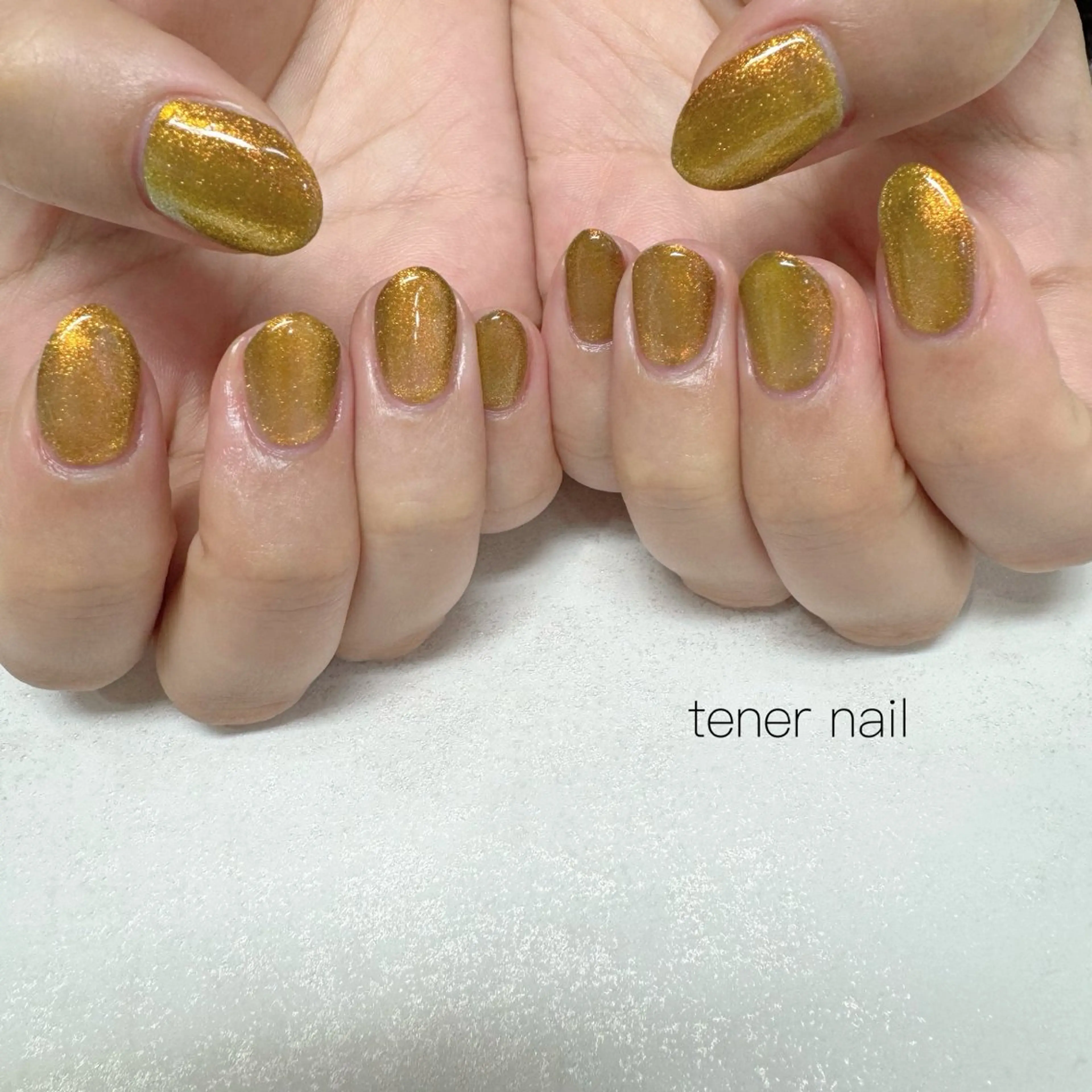 ネイル ゴールド マグネットネイル オレンジ テネルネイル tener nailのネイルデザイン