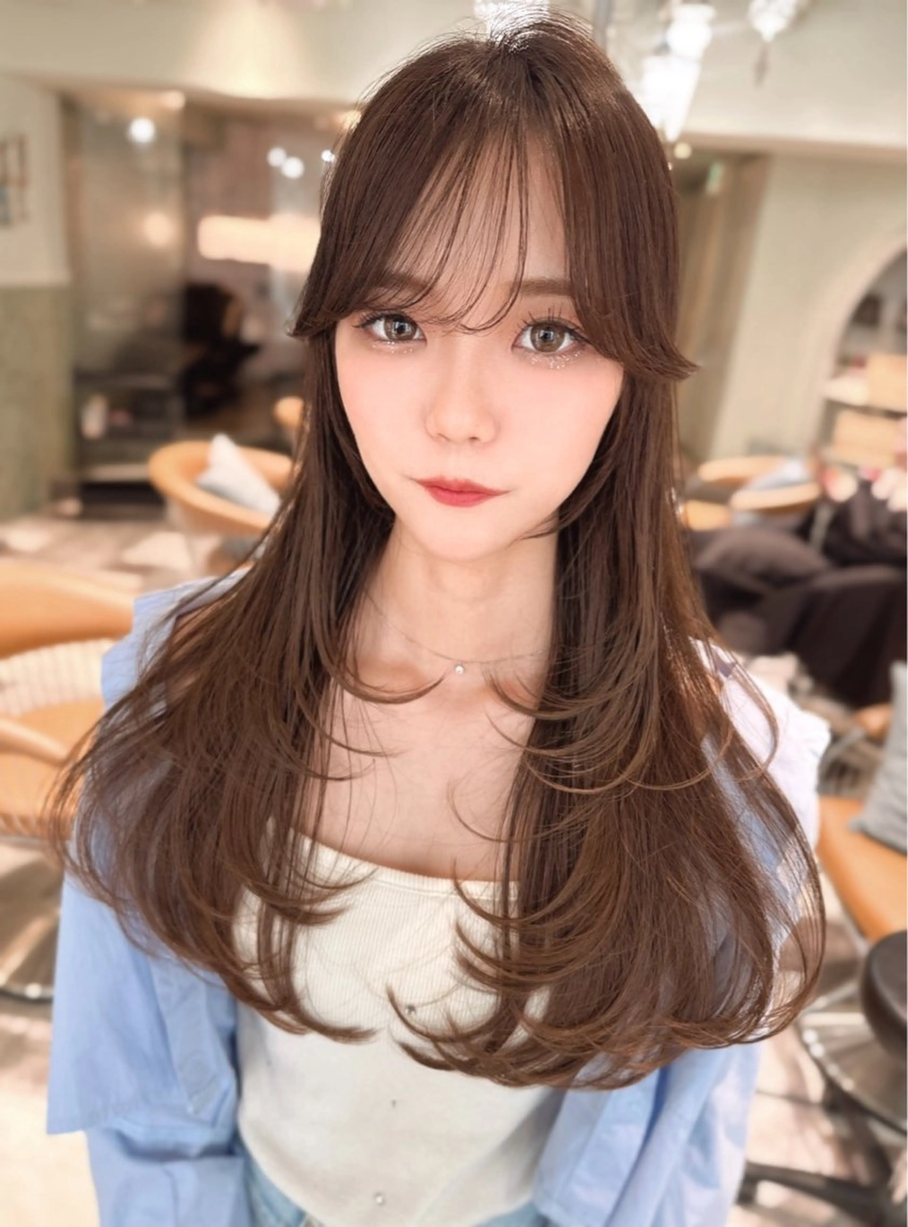 セミロング カラー カット ヘアカラー トリートメント 木屋元一/透明感 /前髪/ショートボブのヘアスタイル