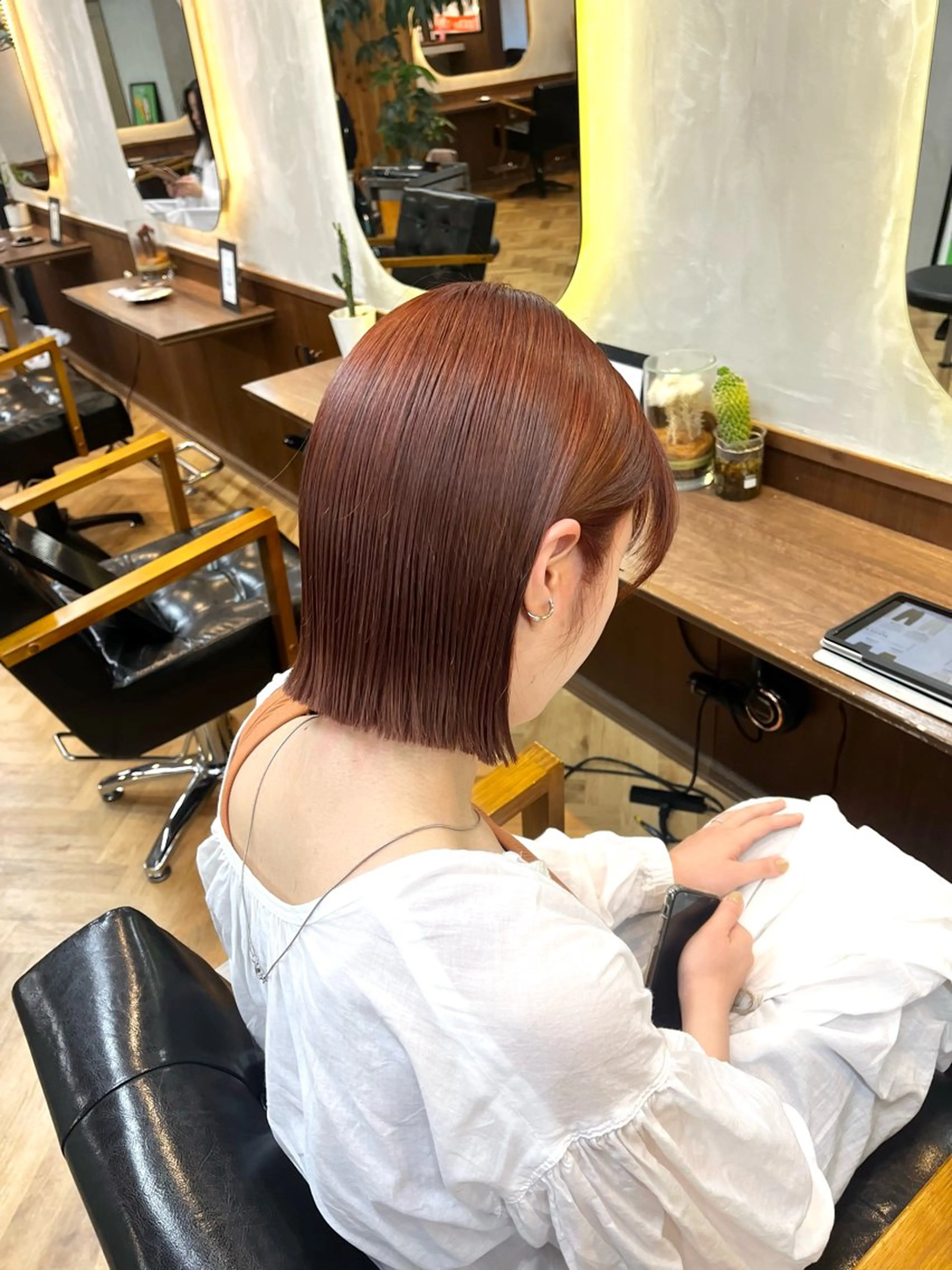 ミディアム カラー ヘアアレンジ ブリーチ ダブルカラー ブリーチなしカラー ena/ブリーチなし 透明感・レイヤー🎀のヘアスタイル