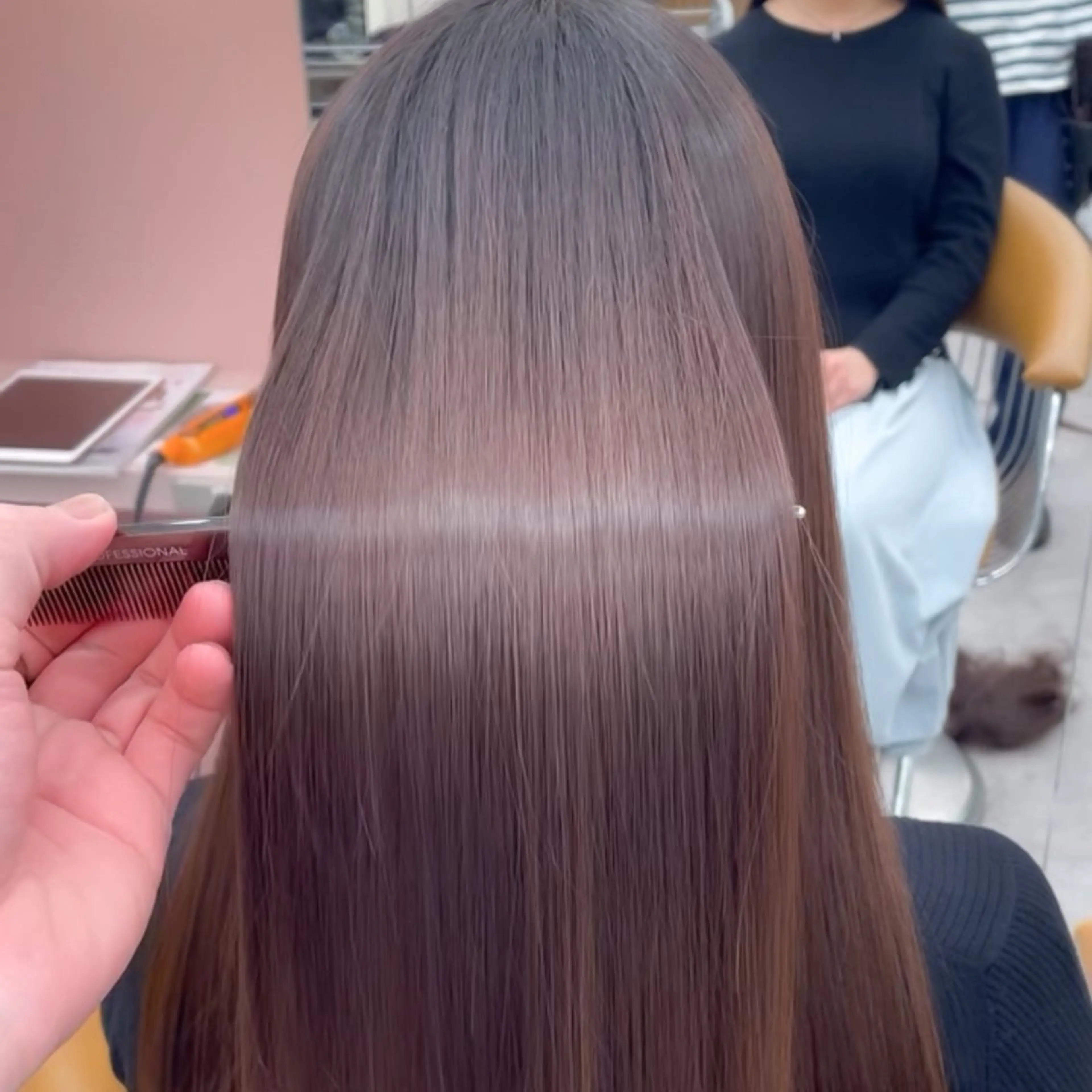 ロング カラー パーマ カット ヘアカラー 縮毛矯正 トリートメント 縮毛矯正/ストンボブ Wカラー💎ヒデジのヘアスタイル