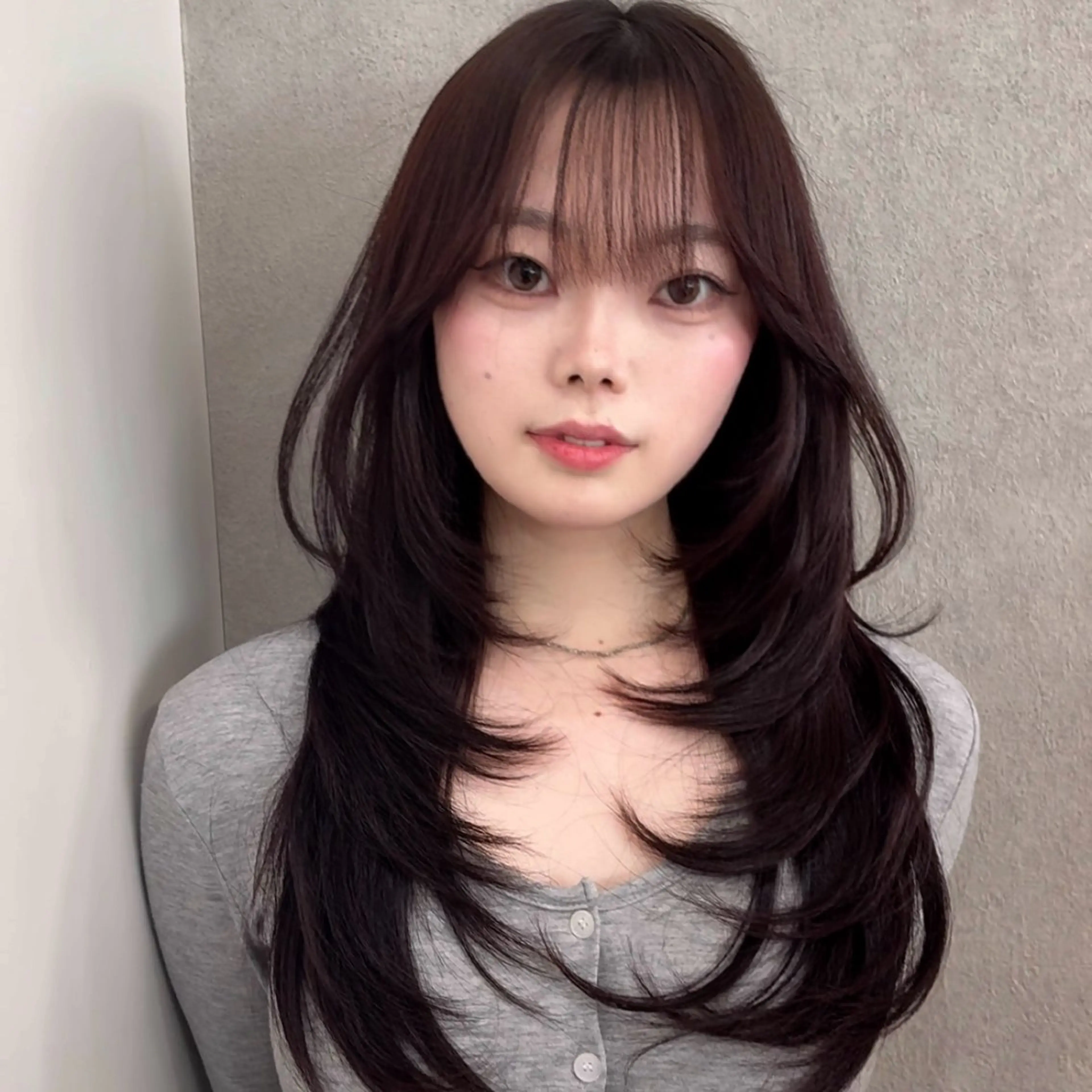 ロング ハッシュカット🖤✨ 顔周り/韓国ヘアのヘアスタイル