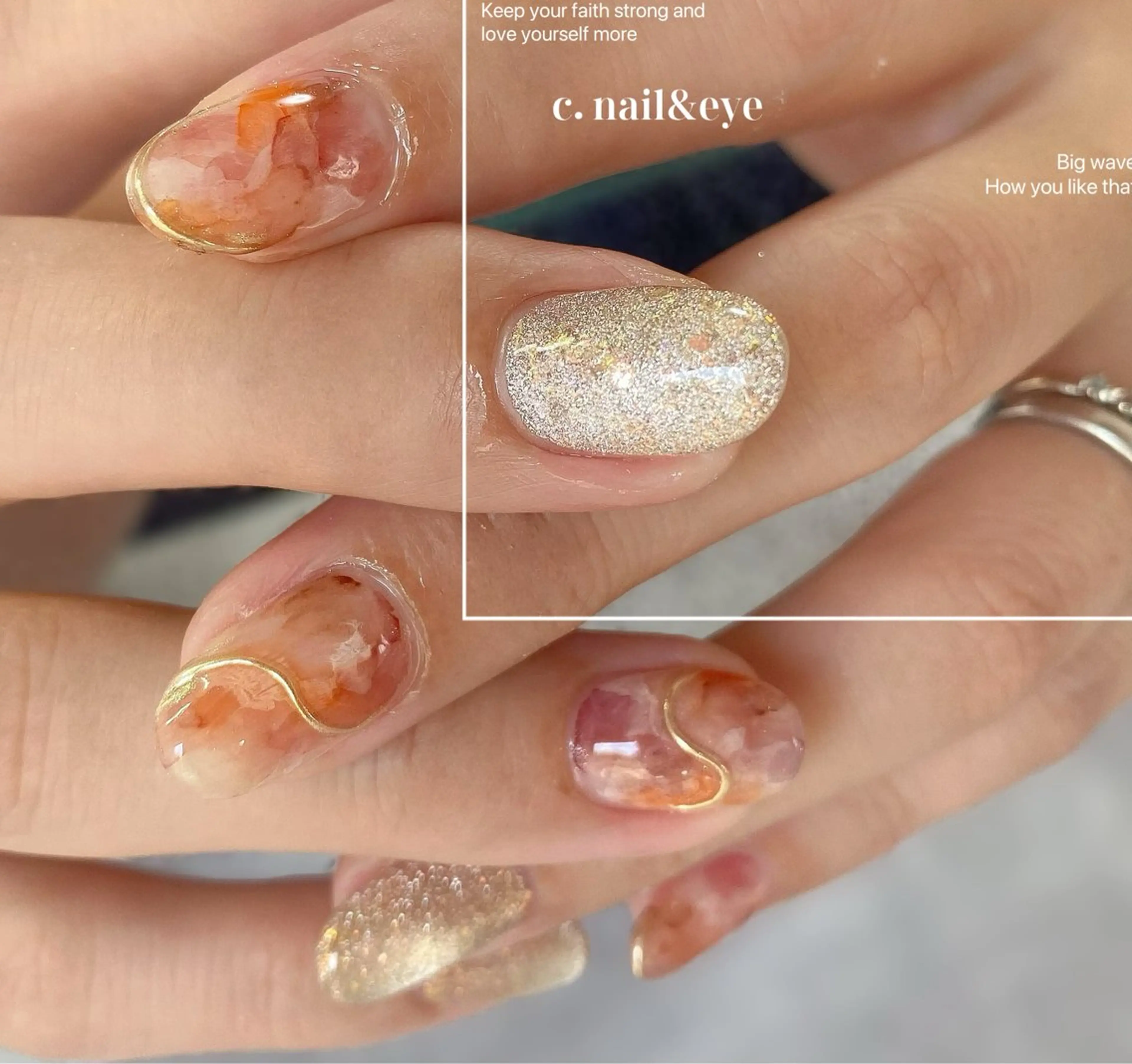 ネイル フットネイル フレンチネイル 氷ネイル・うるうるネイル マグネットネイル 大理石ネイル(マーブル) C.Nail &Eye筑紫駅のネイルデザイン