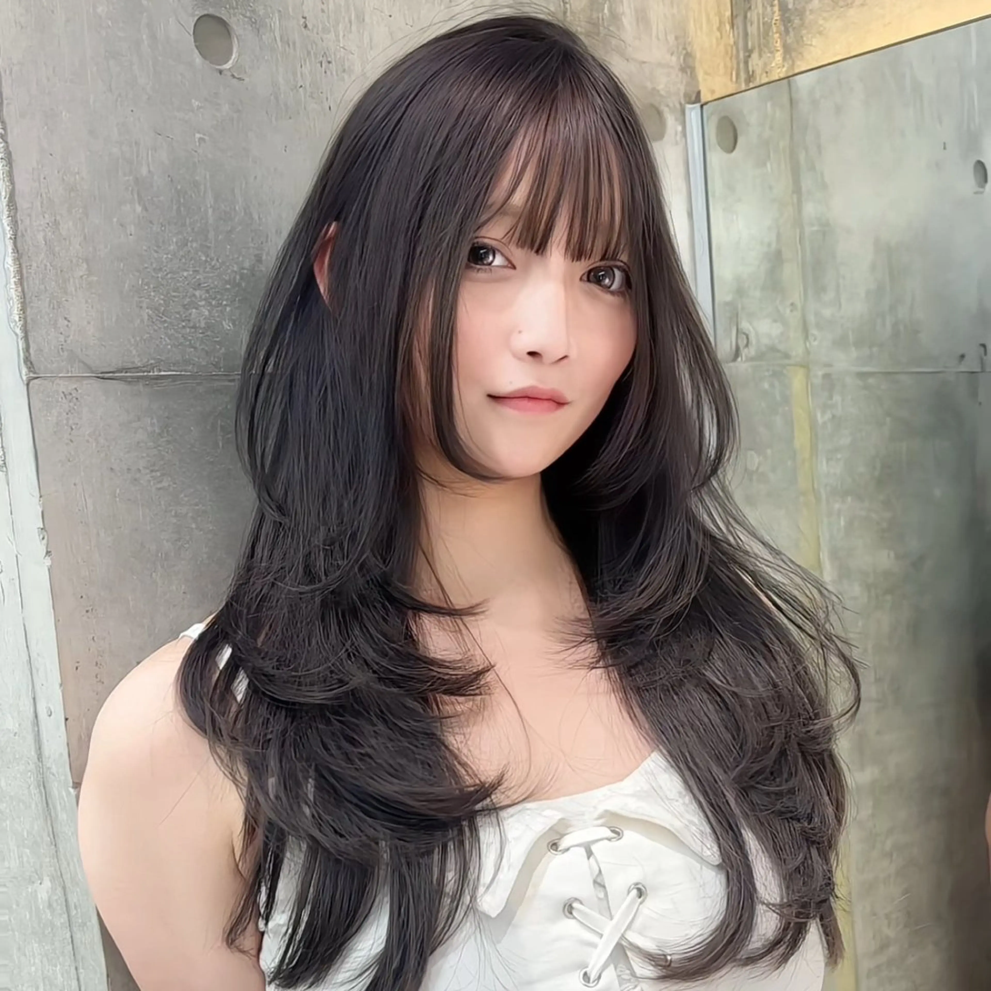 セミロング カラー くびれヘア 韓国風ヘア レイヤーカット カット ヘアカラー トリートメント 🎀𝑆𝐴𝑅𝐴 /レイヤーカット🎀のヘアスタイル