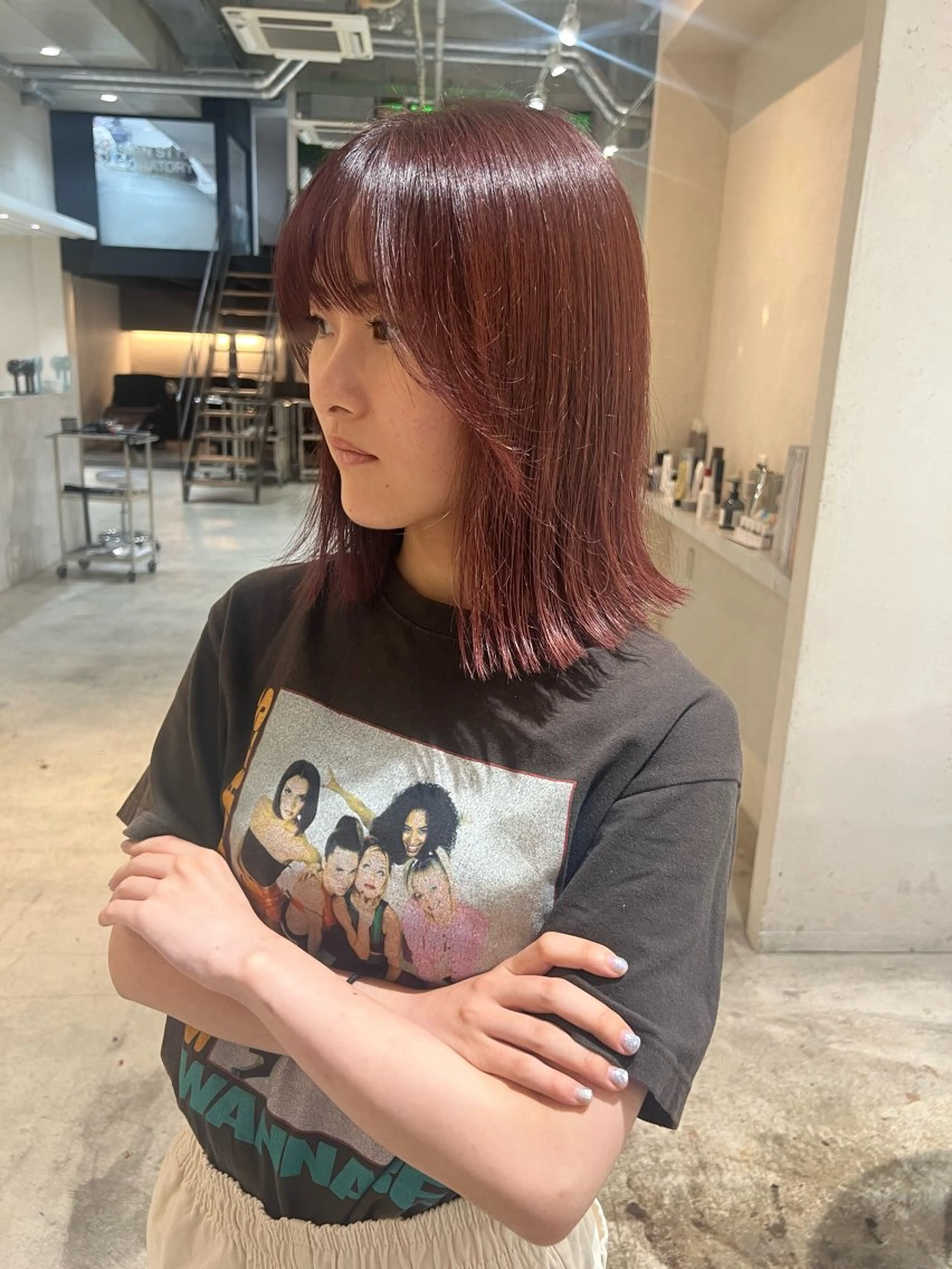 ミディアム カラー ヘアアレンジ 名古屋/落ちる黒 黒染め落としのヘアスタイル