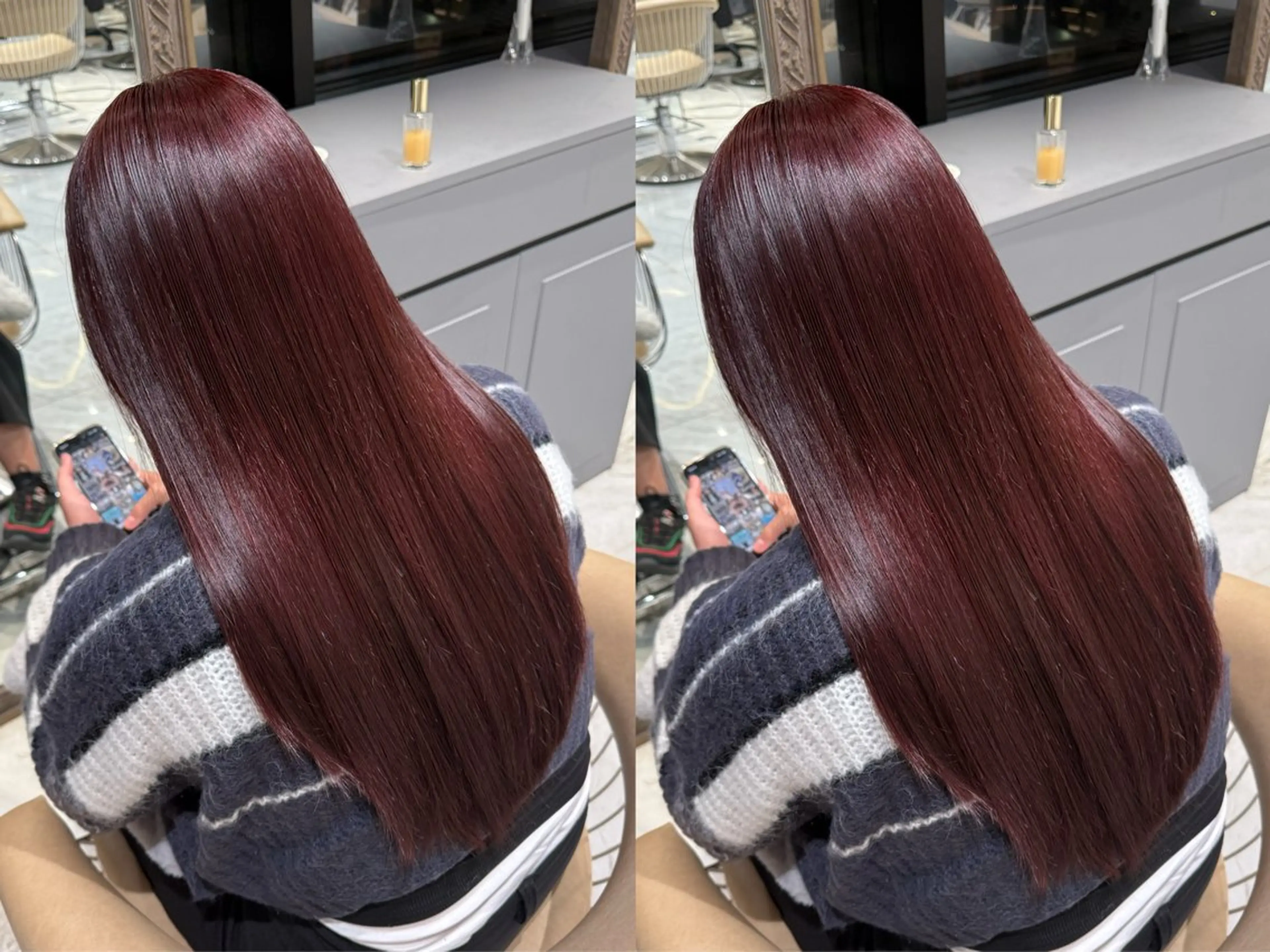 カラー ゆらんちょ/ブリーチ 無w/縮毛矯正/暖色のヘアスタイル