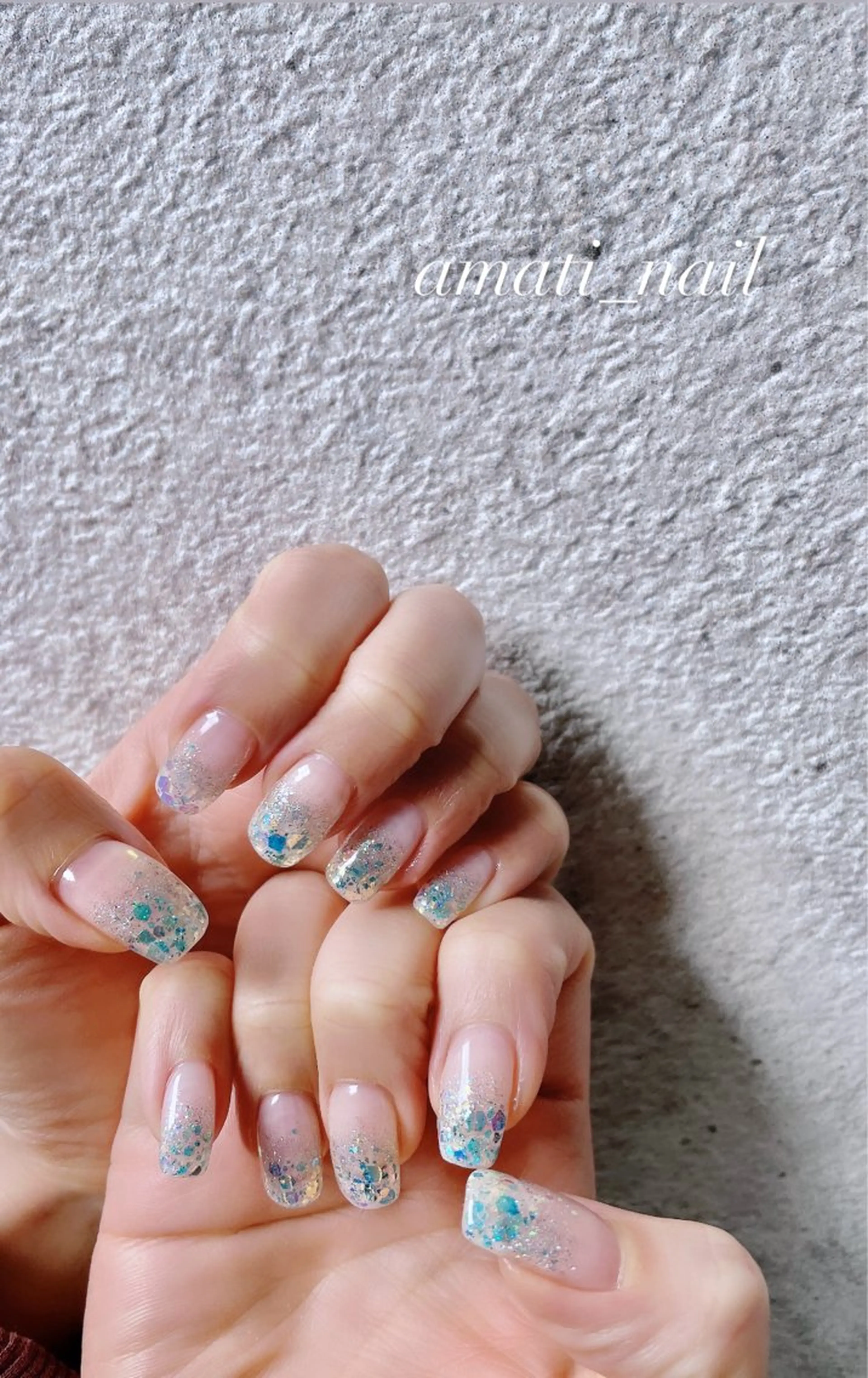 ネイル クリアネイル フットネイル ジェルネイル グラデーション ラメ(グリッター) ハンドネイル amati_nail TAKAKOのネイルデザイン