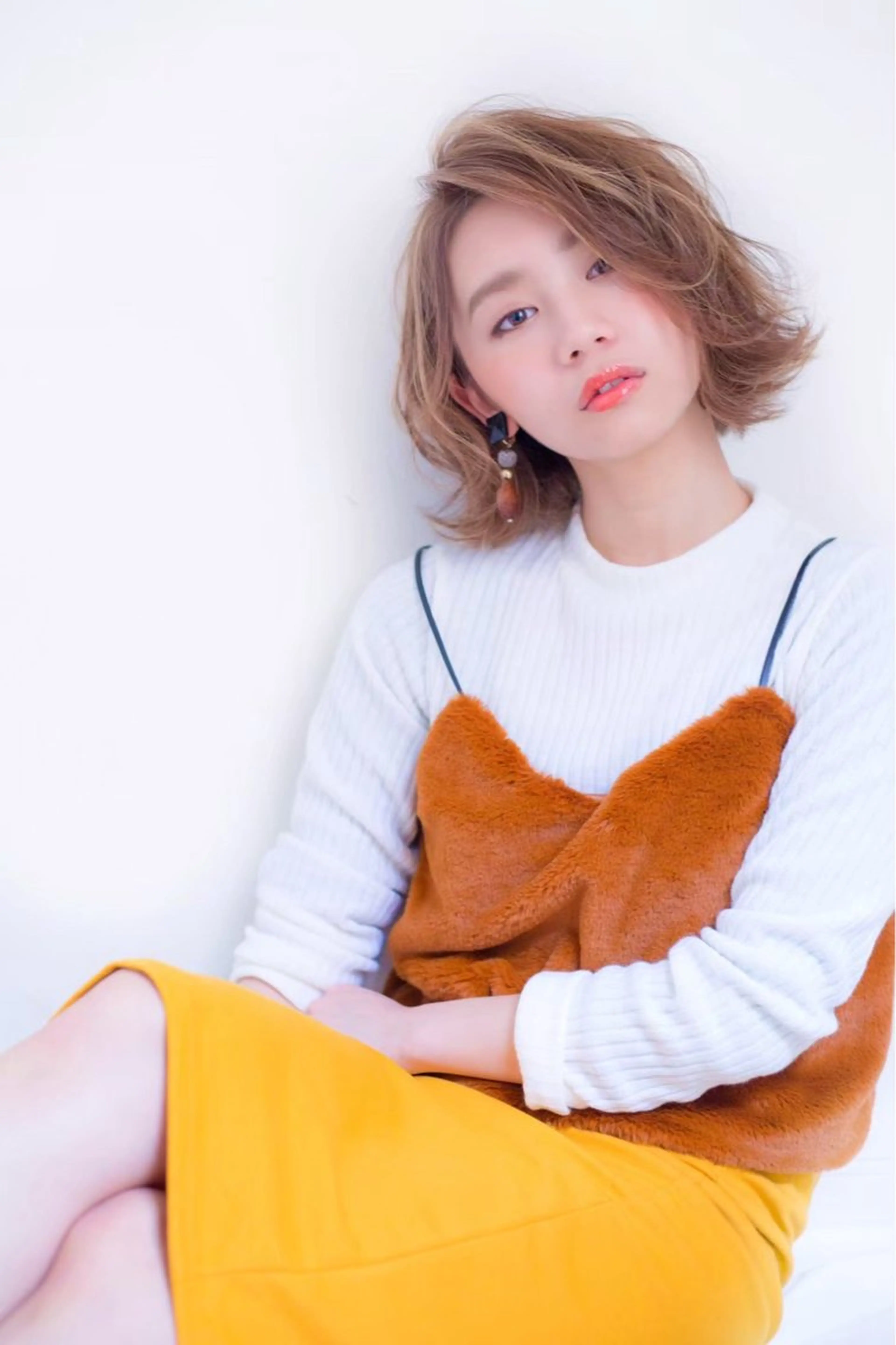 ミディアム カラー 💖ボブ/縮毛矯正 顔周りレイヤー/ユイのヘアスタイル