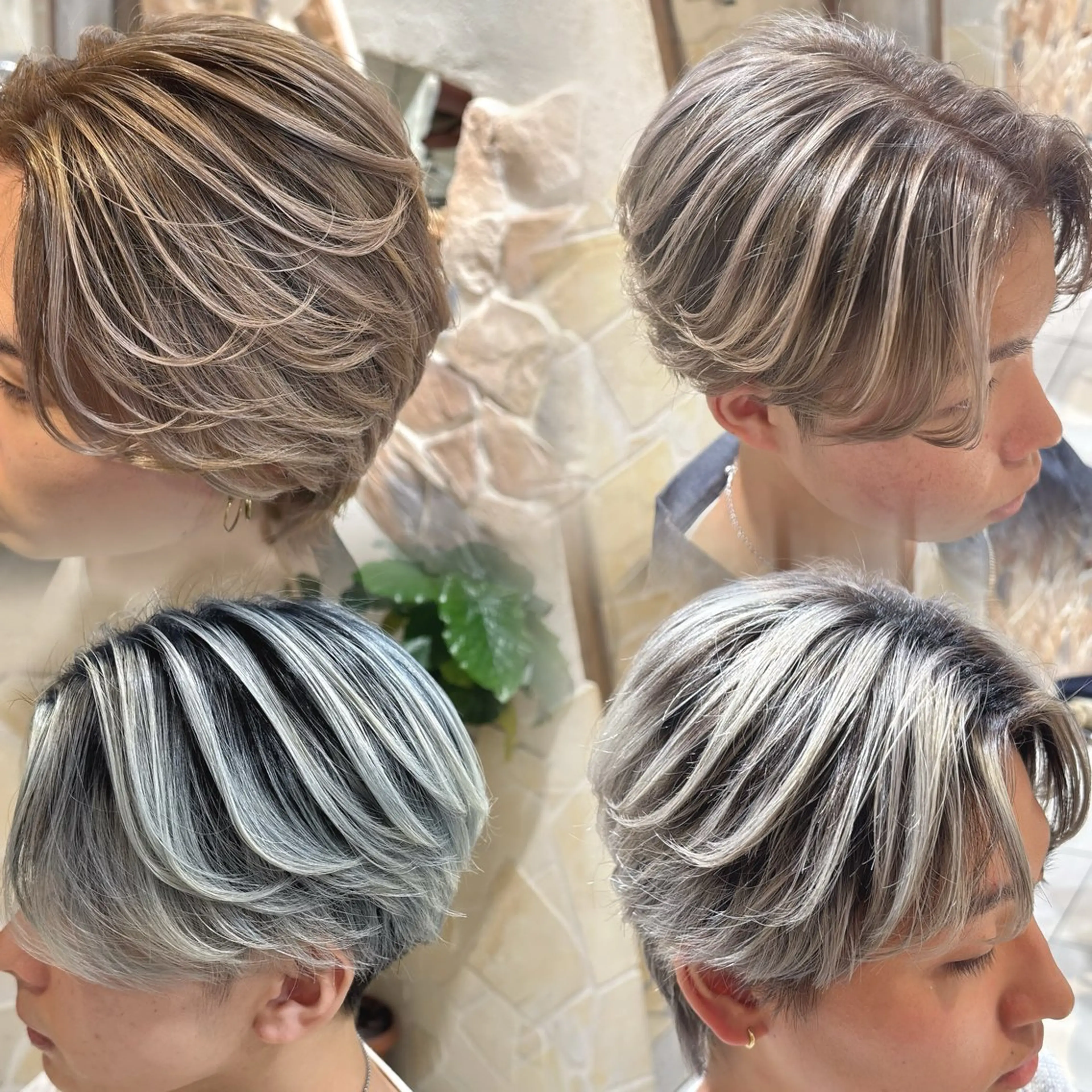 ショート カラー メンズ メンズバレイヤージュ バレイヤージュ レイヤーカット 新宿メンズパーマ特化 メンズバレイヤージュのヘアスタイル