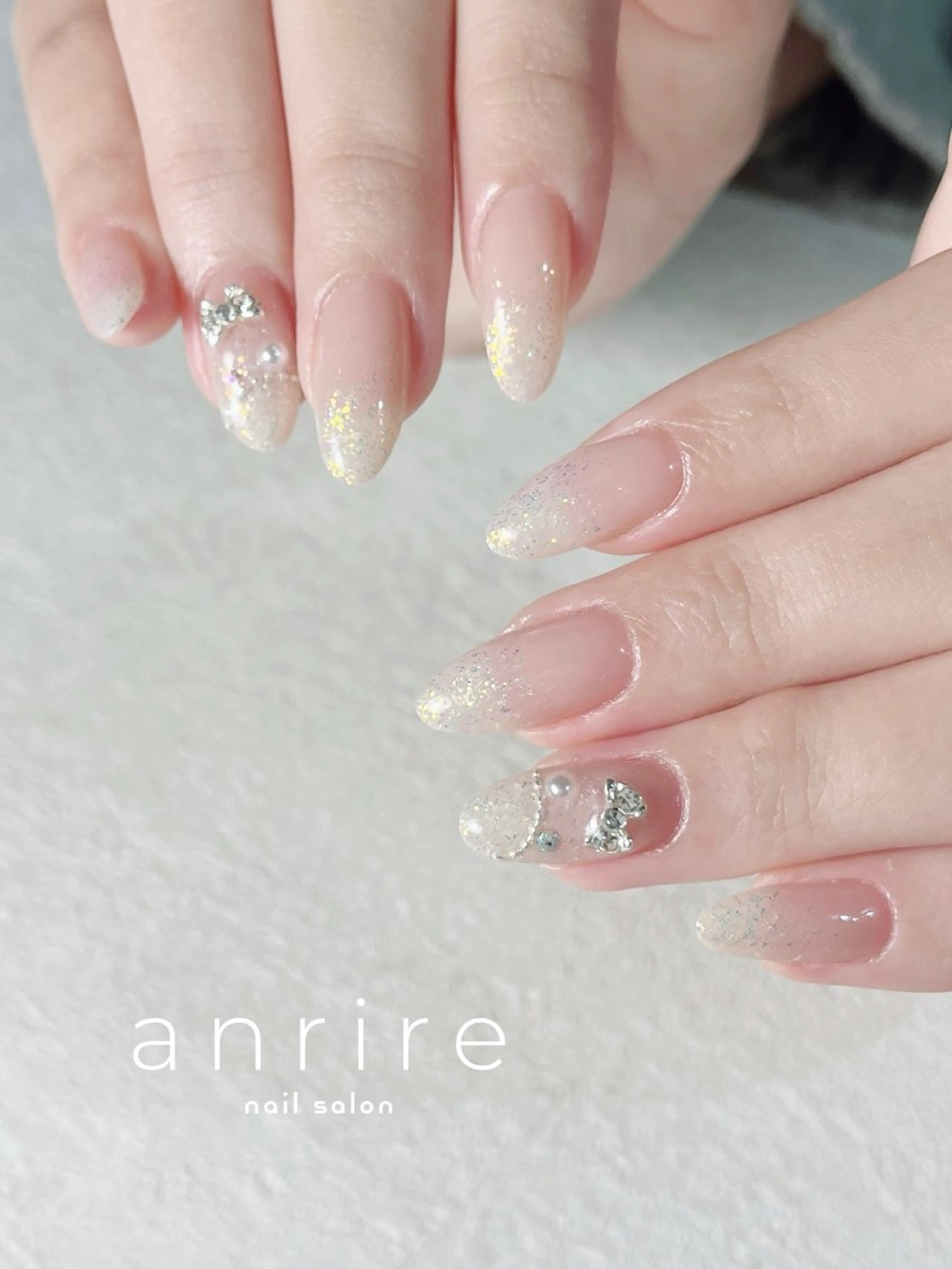 ネイル ジェルネイル グラデーション キラキラネイル ラメ(グリッター) パラジェル ハンドネイル nailsalon anrireのネイルデザイン