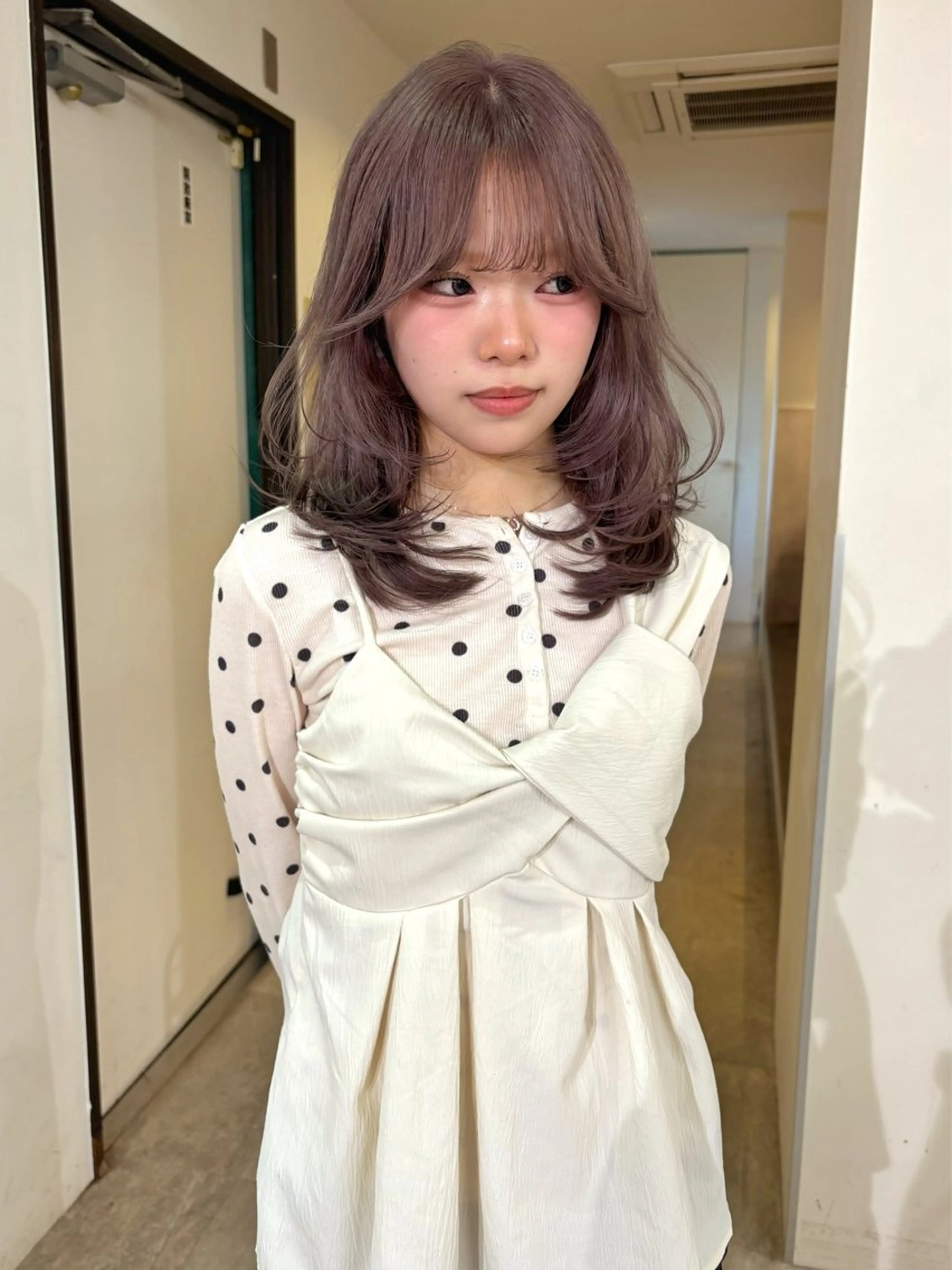 ミディアム カラー カット ヘアカラー mizuki/ピンク ベージュ.レイヤーのヘアスタイル